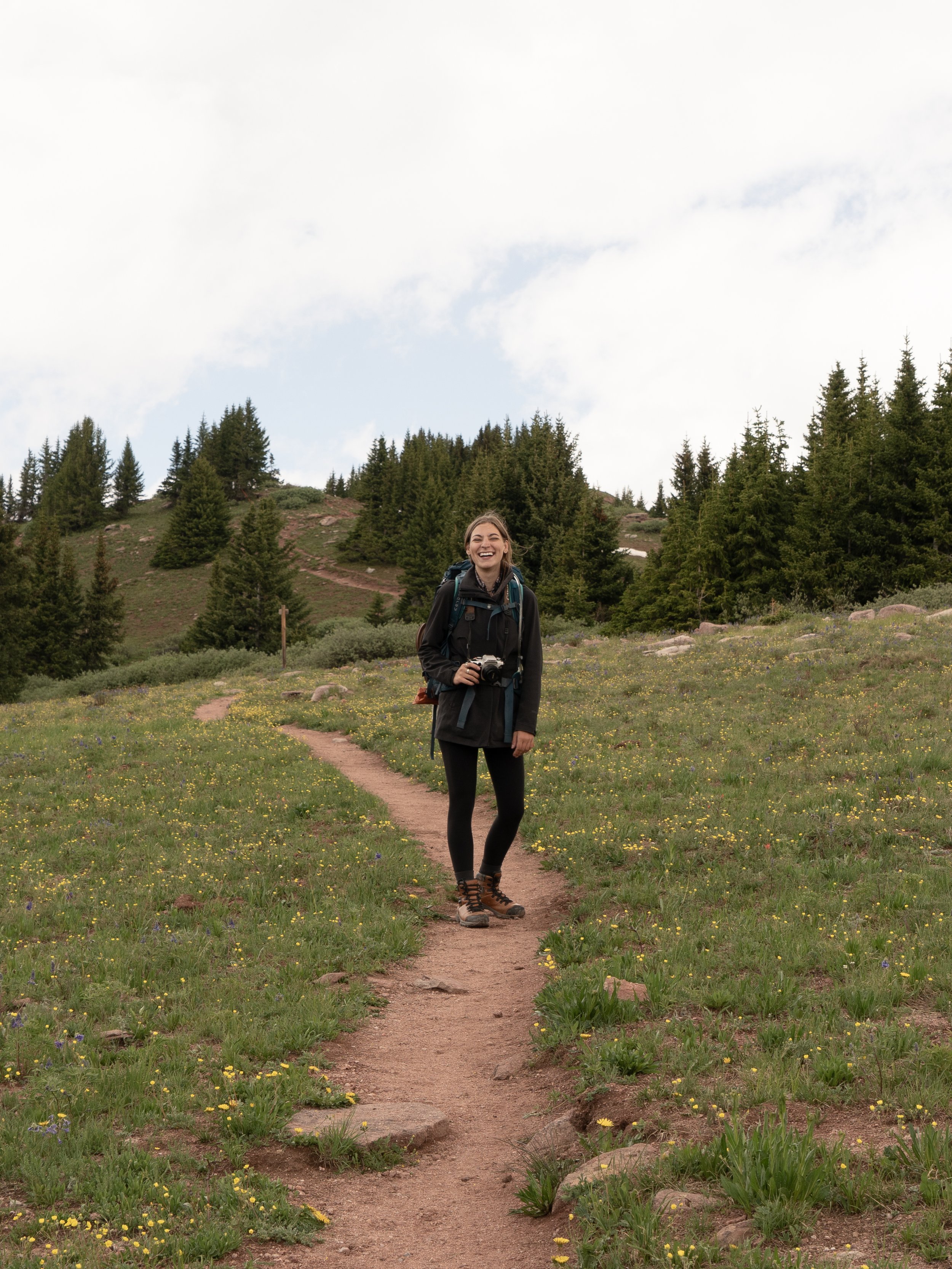 Rachel backpacking in Vail, CO