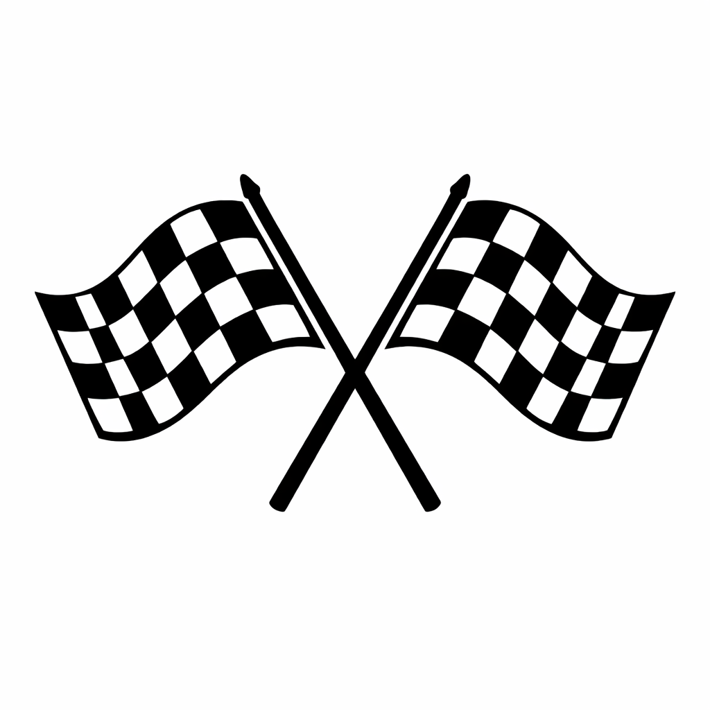 2 black-and-white checkered flags crossin