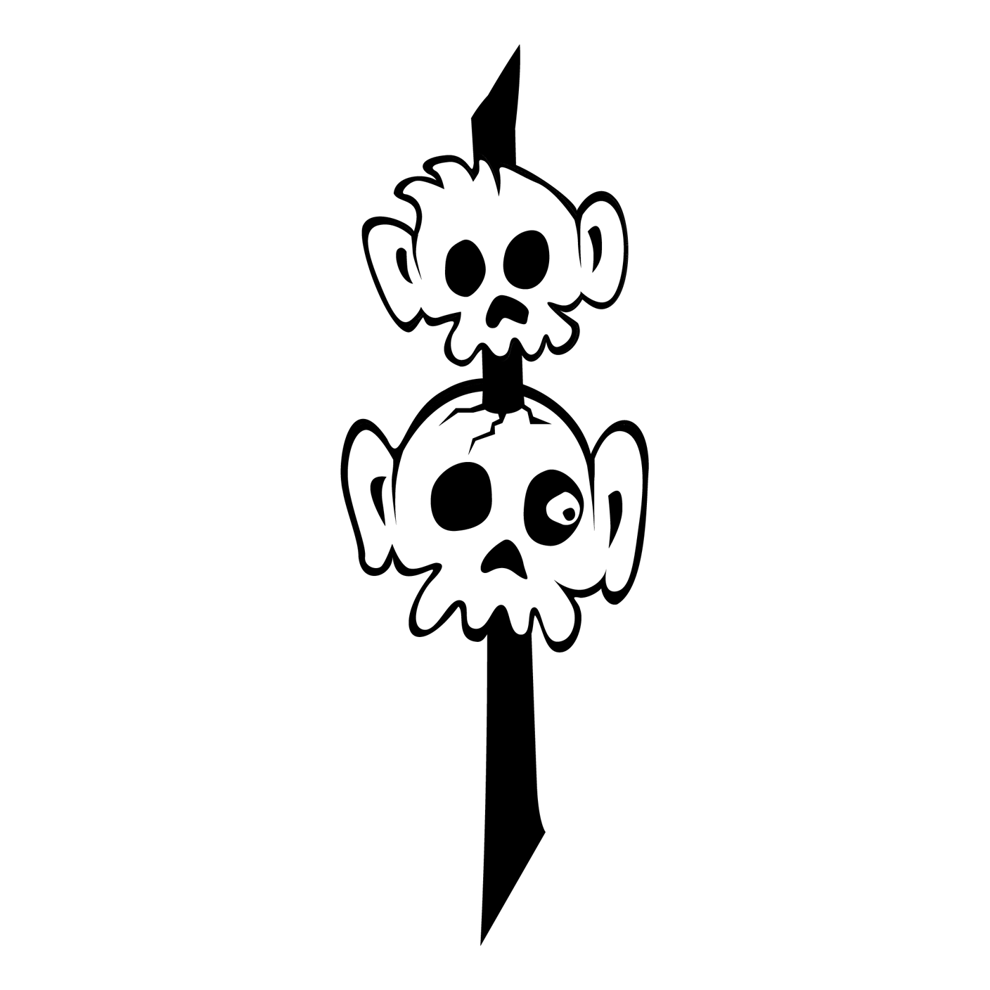 2 MONKEY SKULLS ON A STAKE - My iconic trademarked logo centerpiece  of the Serious Monkey Business Safety Campaign, and a fair warning to all- Small game pieces are a big RISK to younger children.  Always game responsibly 