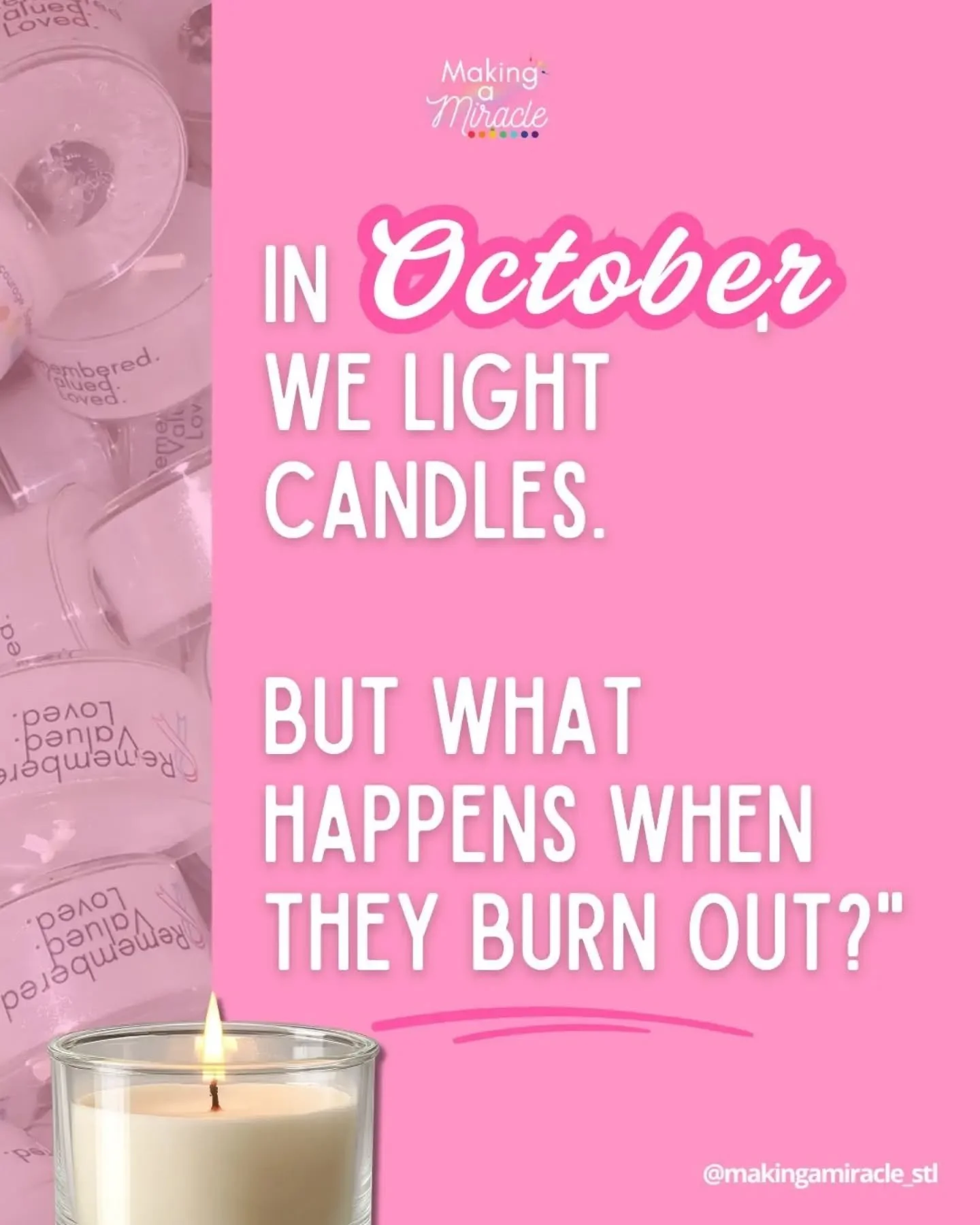 Grief doesn't end when the candles go out. And neither should support.

At Making a Miracle, we know that pregnancy loss is more than a moment in time. It's the birthdays that never come, the milestones we imagined, the due dates that still matter, a