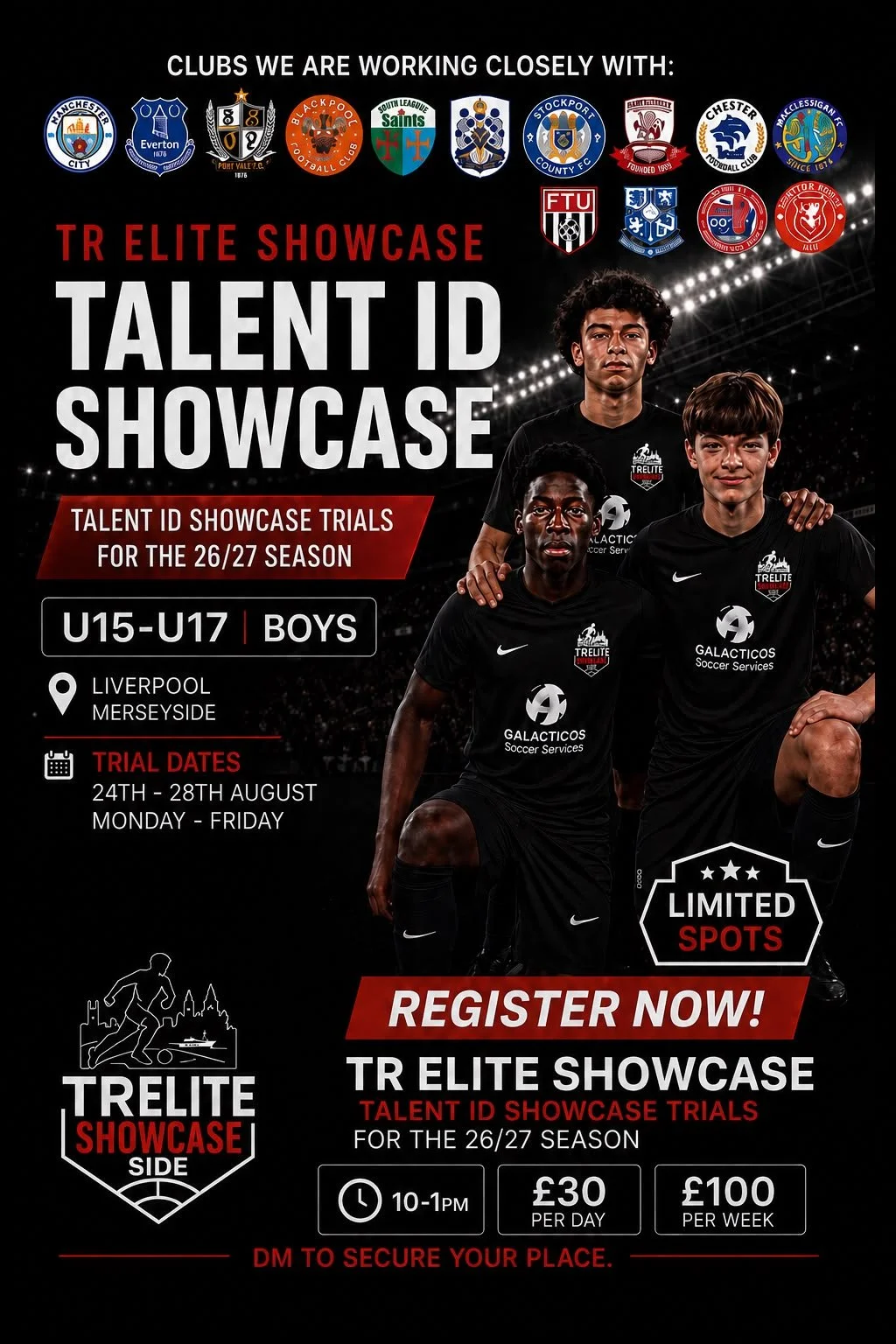 TRELite & Galacticos Showcase U14s-U16s Trials Boot Camp