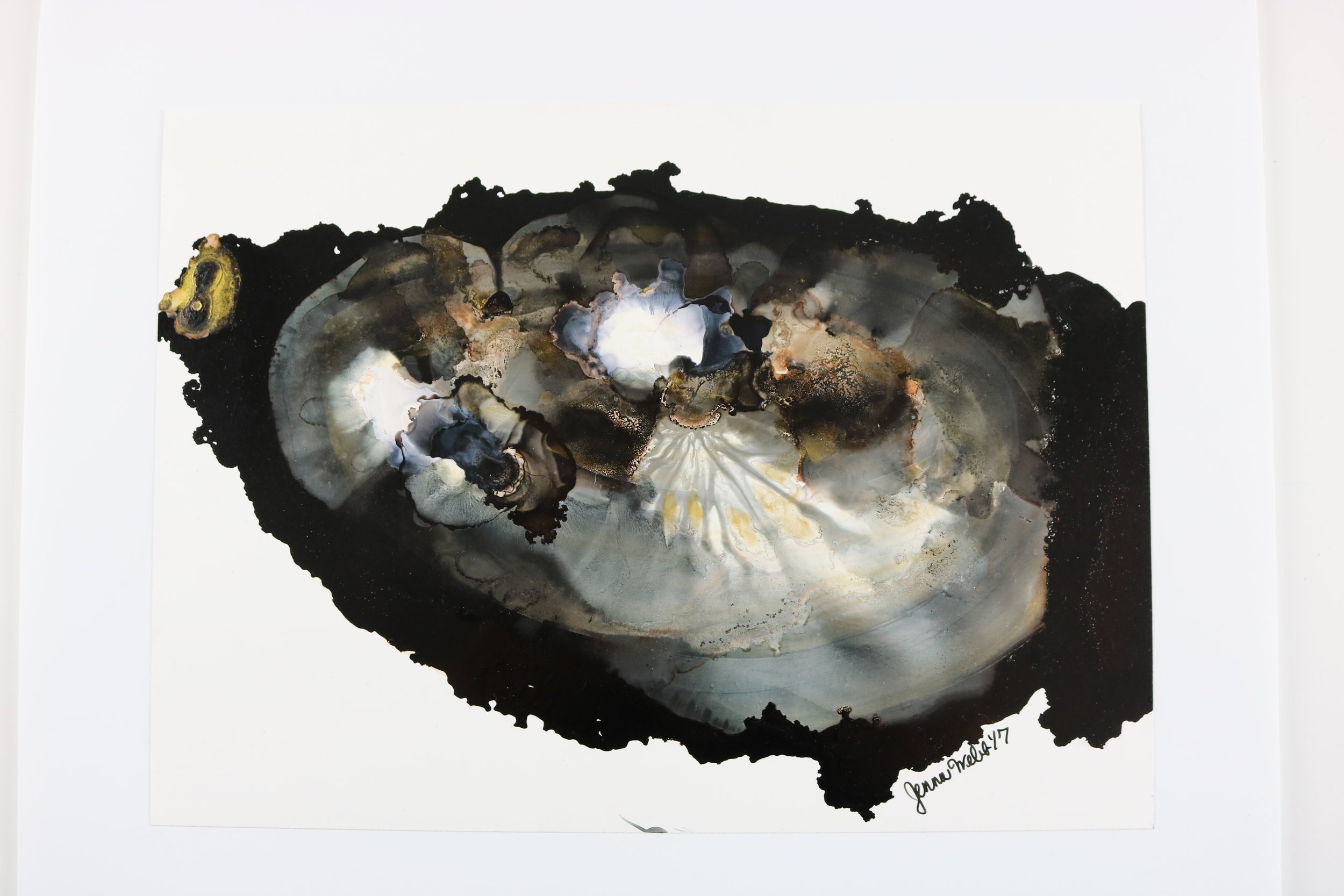 "Ray of Light 2" 8X11 Abstract Painting Black and Gold