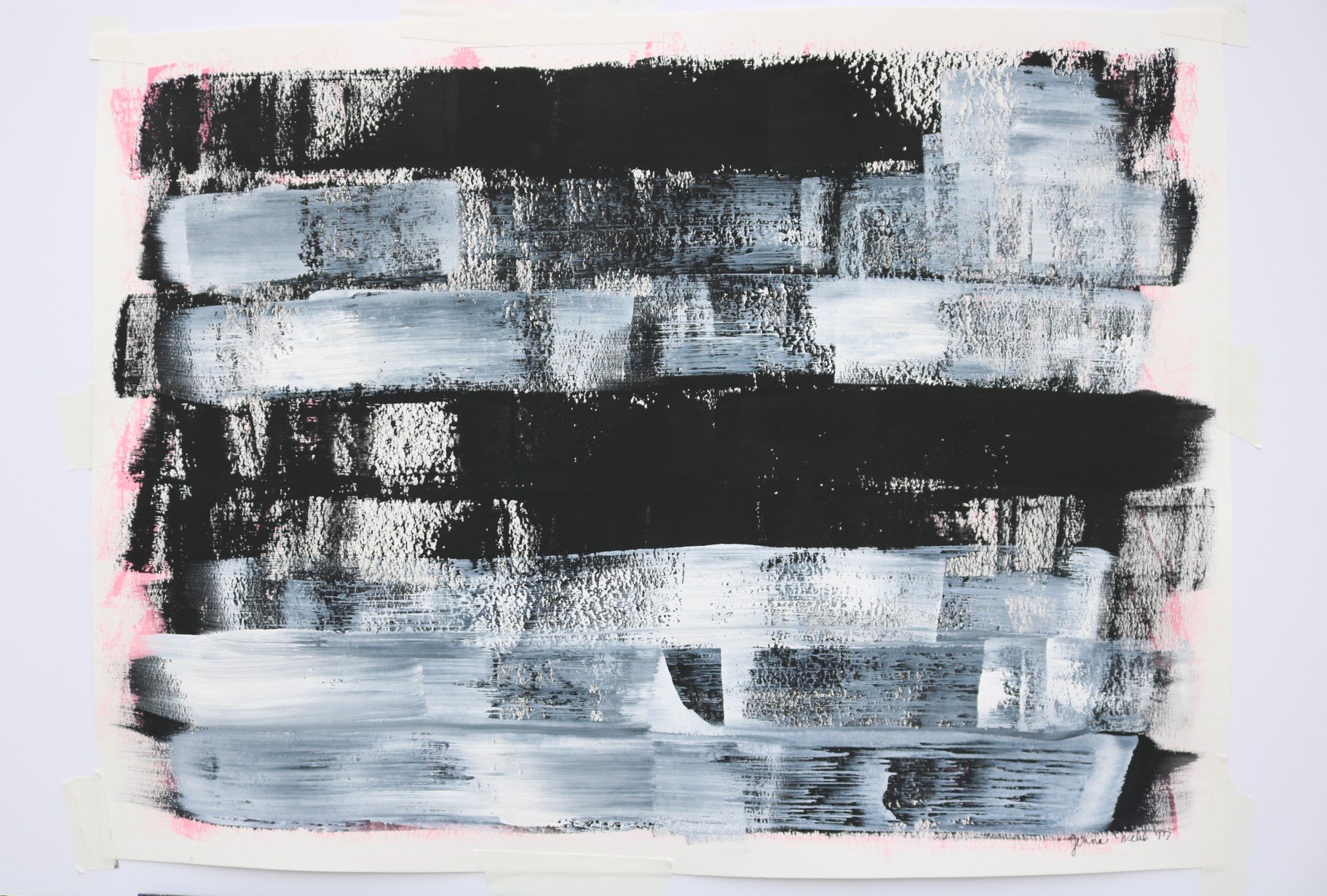 Marriott Series 18X24 inch Light Blue, Black White and Gold Leaf Metallic