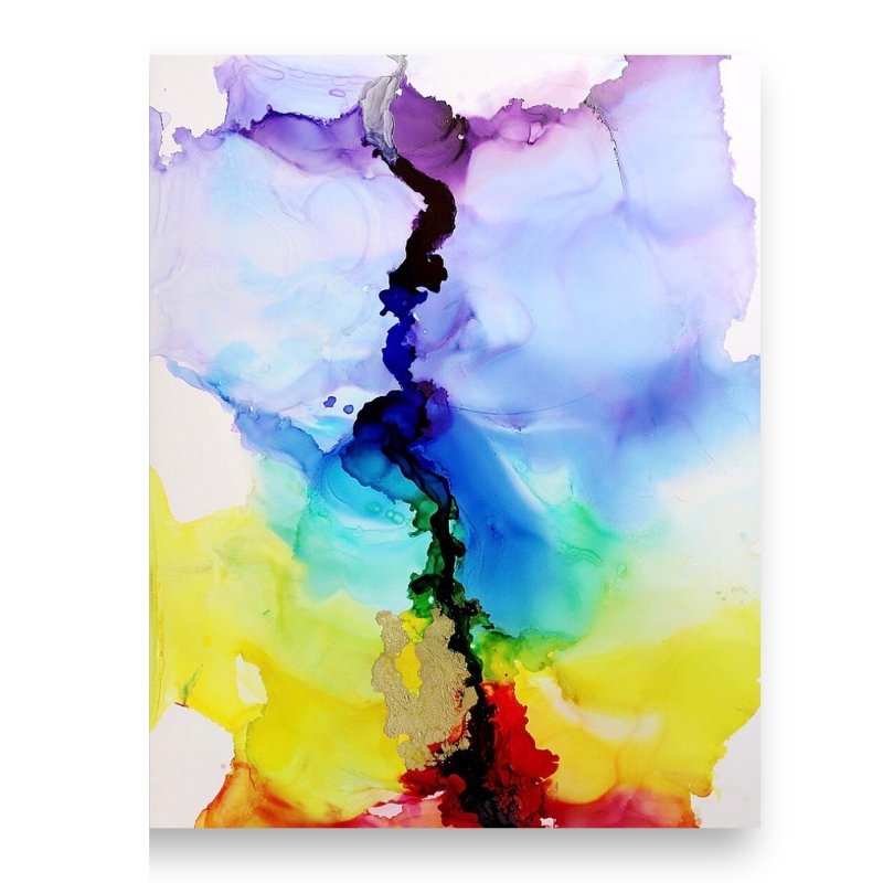 "Chakra Synergy" 16X20 inches - Colorful Chakra Painting with Gold & Silver accents, comes with a Chakra Gemstone Bracelet