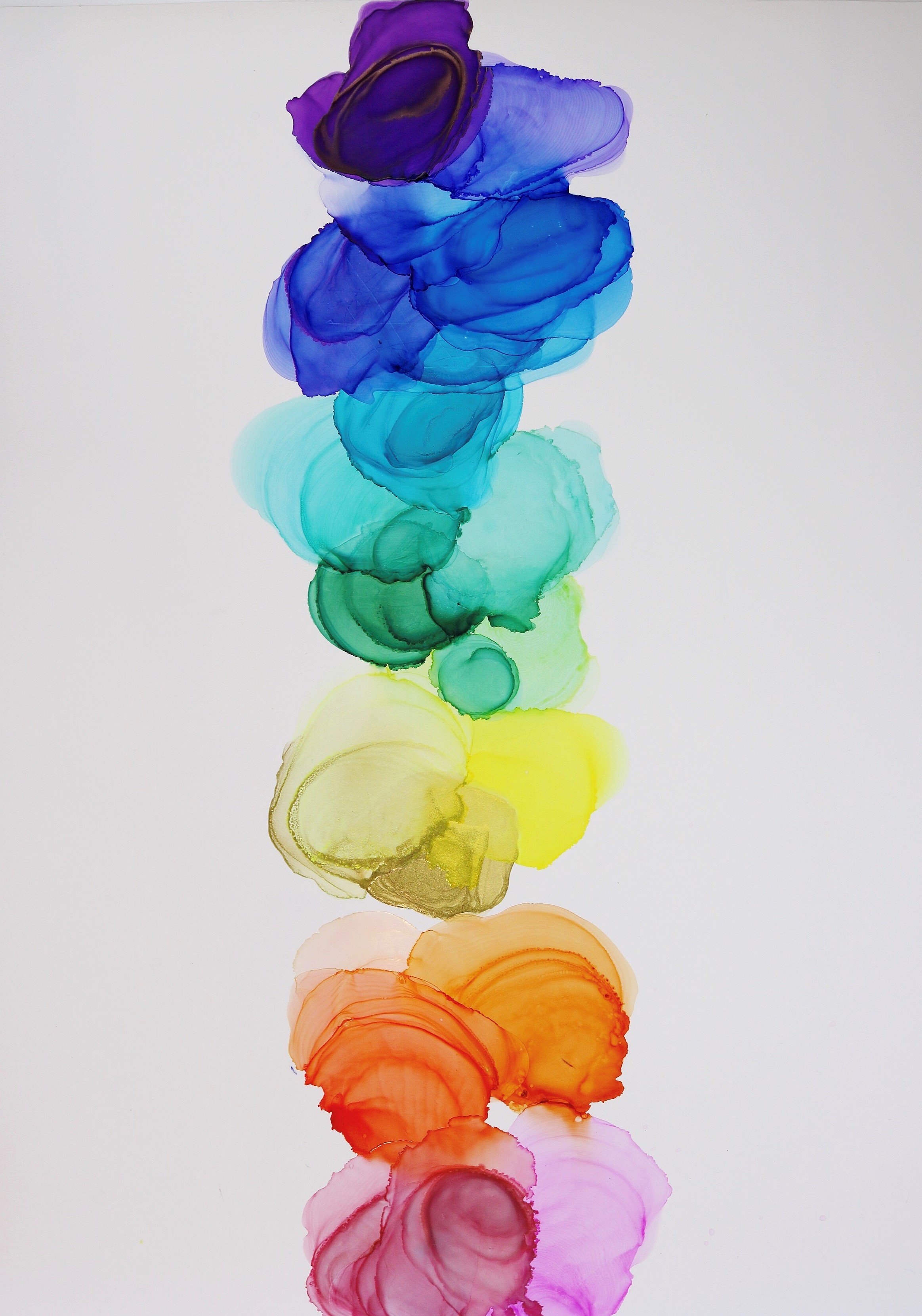 "Chakra Spirals" 18X24 inches - Colorful Chakra Painting with Gold accents, comes with a Chakra Gemstone Bracelet