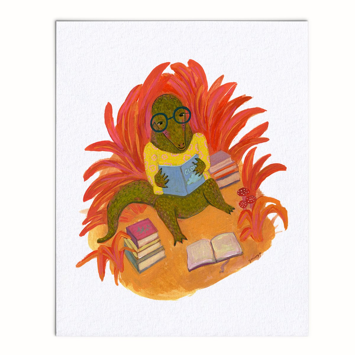 Reading Alligator - Archival Art Print