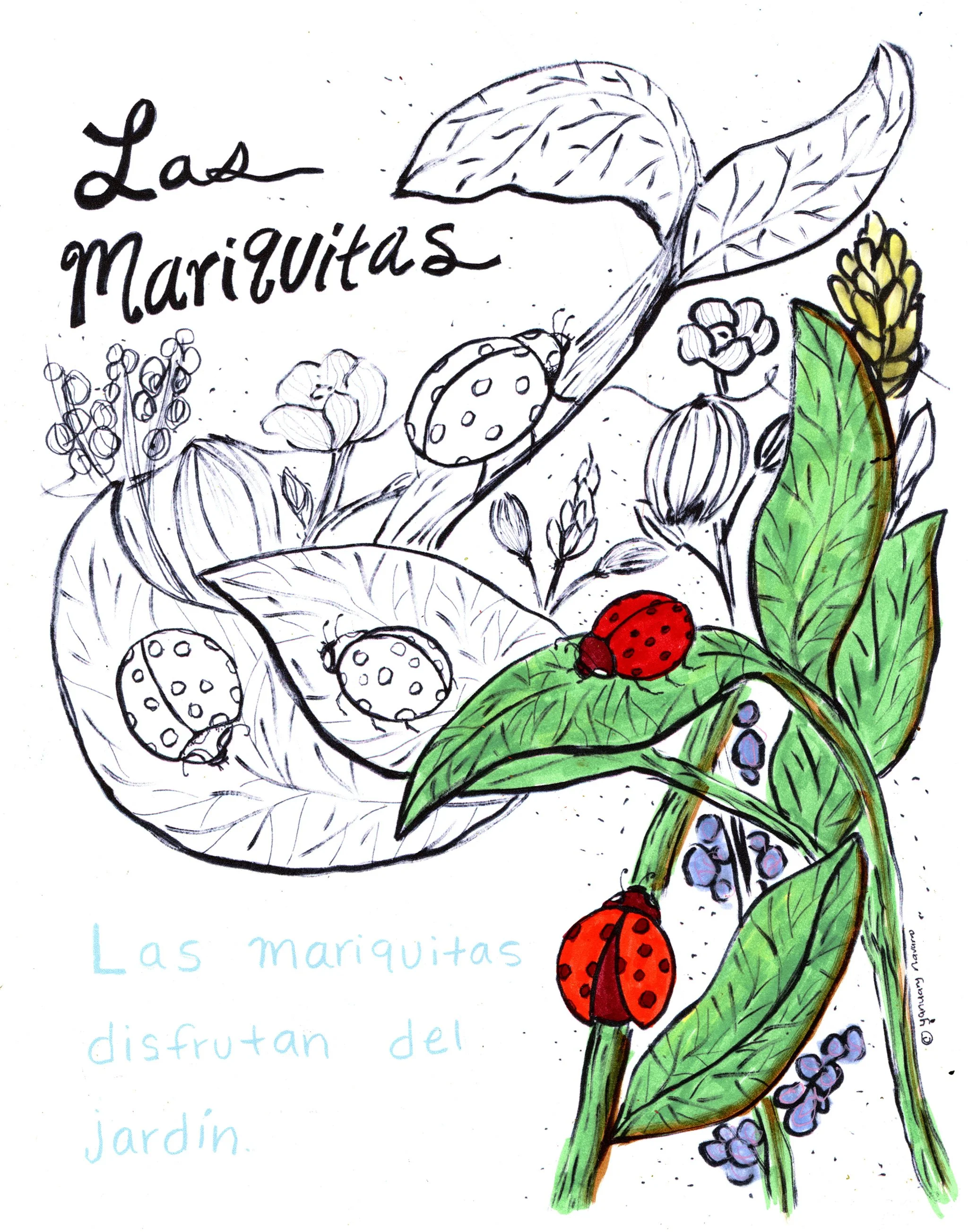 The Ladybugs - Writing & Coloring Page Printable