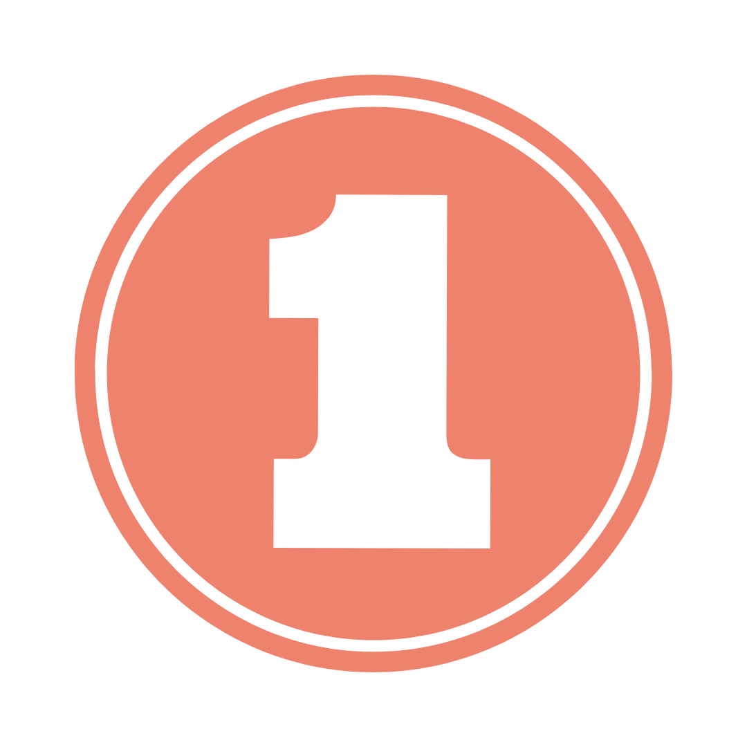 A white number one inside an orange circle indicating the first step of your website copy audit