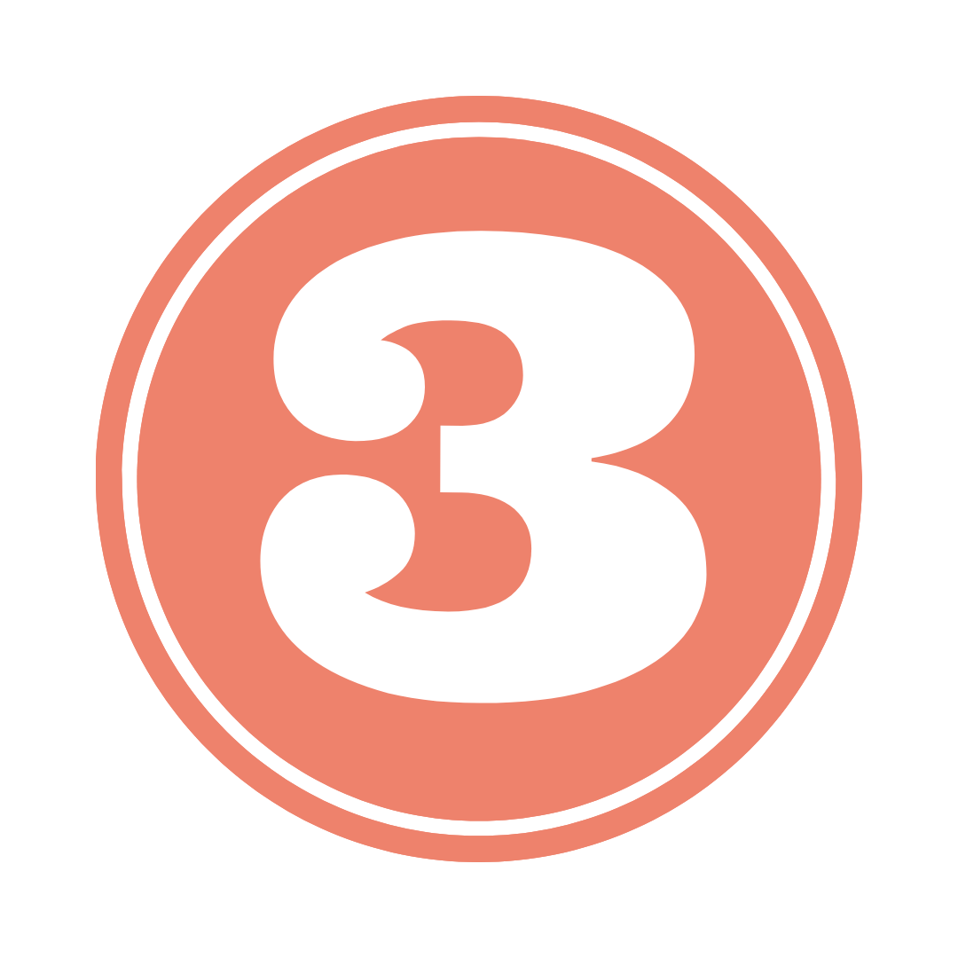 A white number three inside an orange circle indicating the first step of your website copy audit