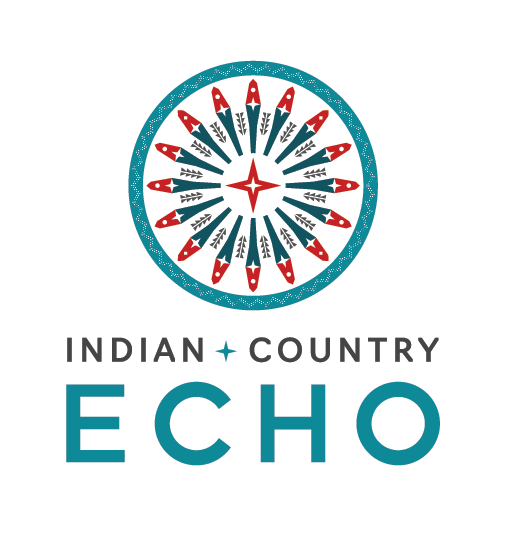 Logo featuring a compass rose with red, black, and teal design, and the text 'Indian Country Echo' underneath.