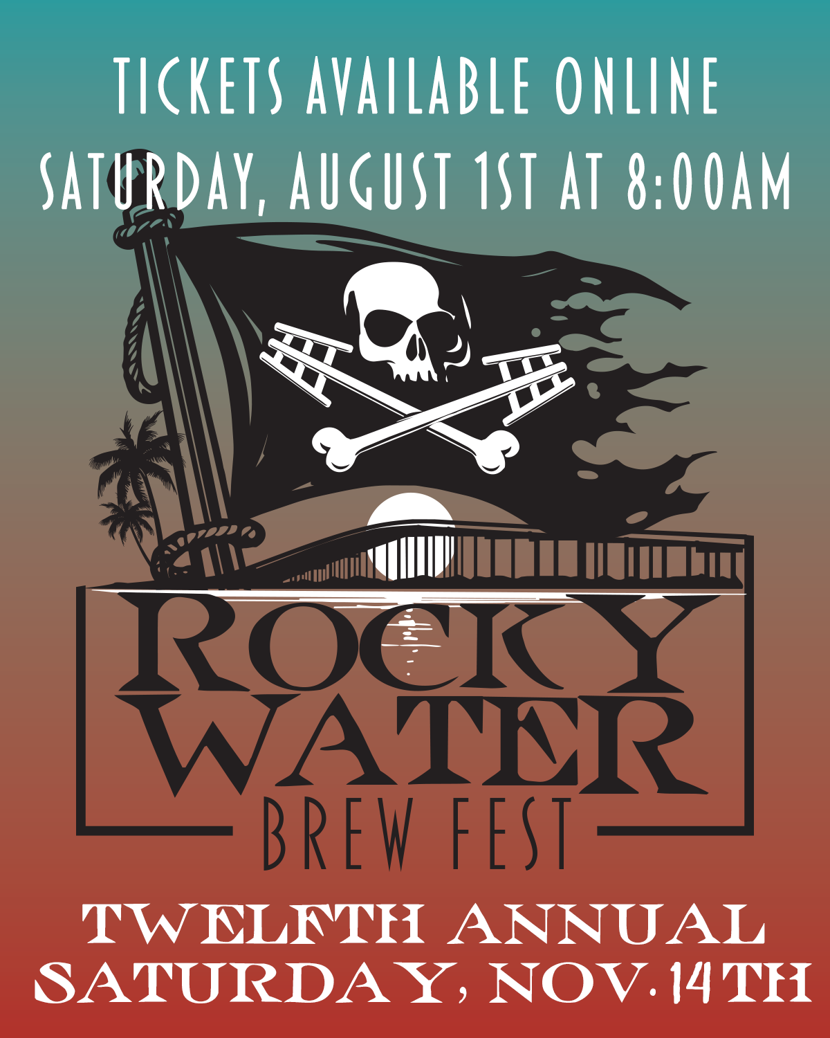 Rocky Water Brew Fest 2026 Poster with image of pirate flag and the date Saturday, November 14
