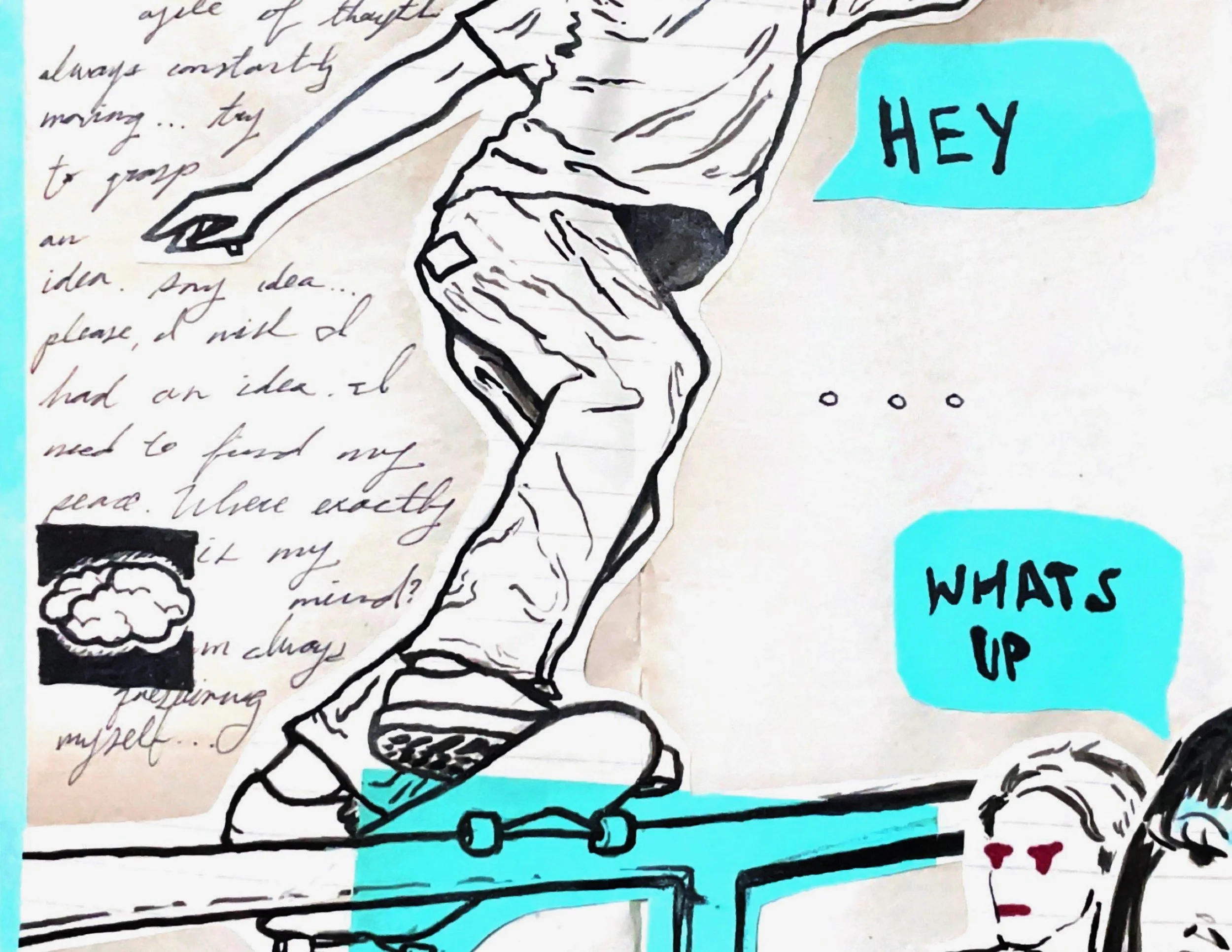 Ink Drawing + Collage