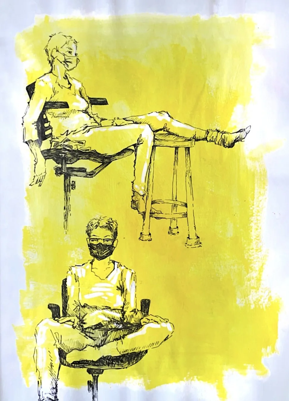 Live Drawing Illustration (Ink pen + acrylic paint on paper)
