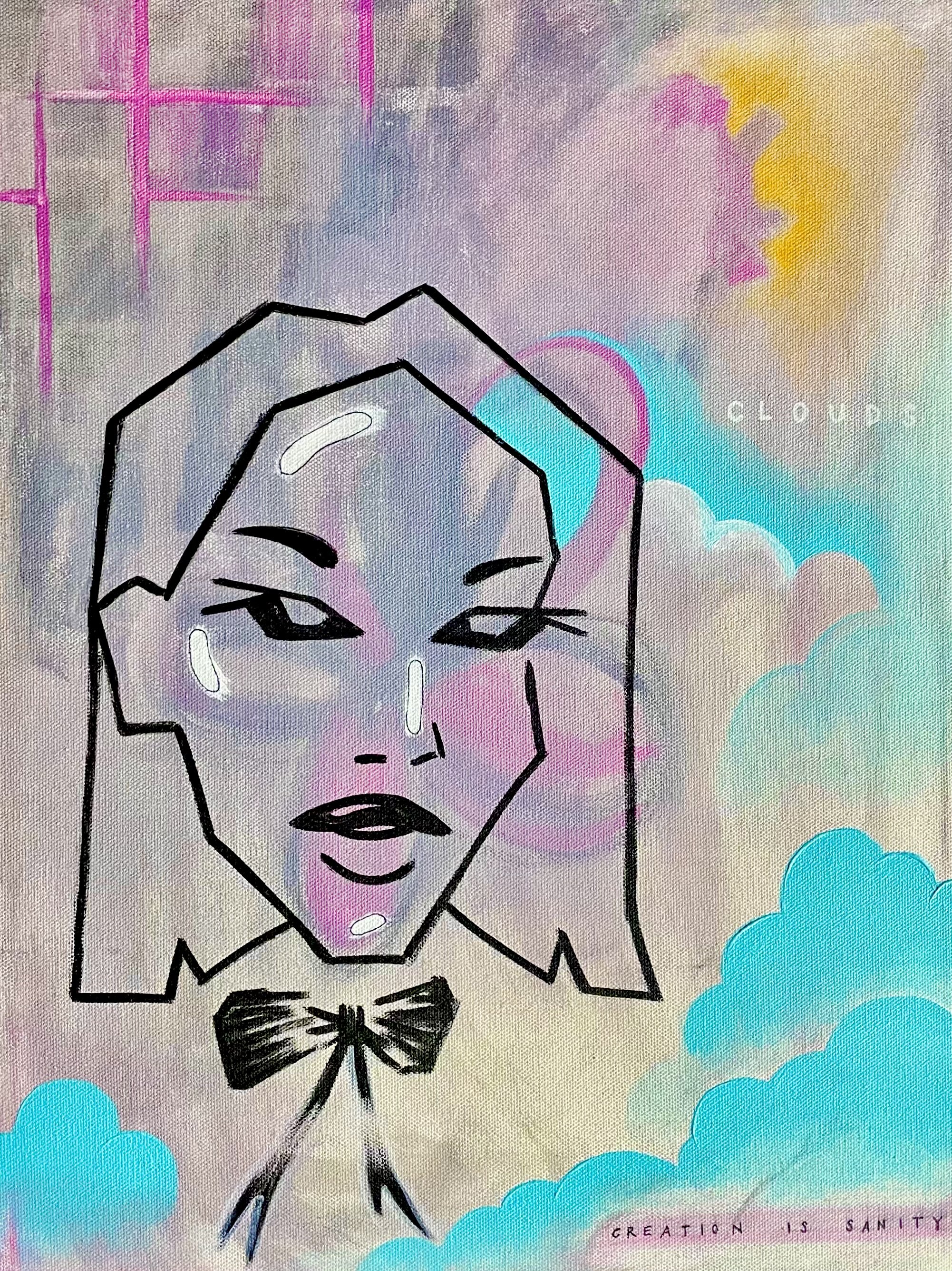 “This Head Is In The Clouds” (2024)
Acrylic paint, and ink on canvas