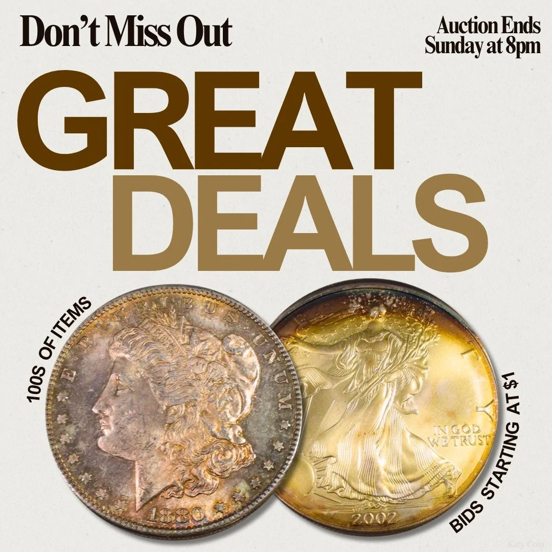 Don’t miss out on our wholesale auction ENDING TOMORROW! Find deals on silver dollars, currency, and more! Bid Now on HiBid!
#Auction #EstateSale #deals