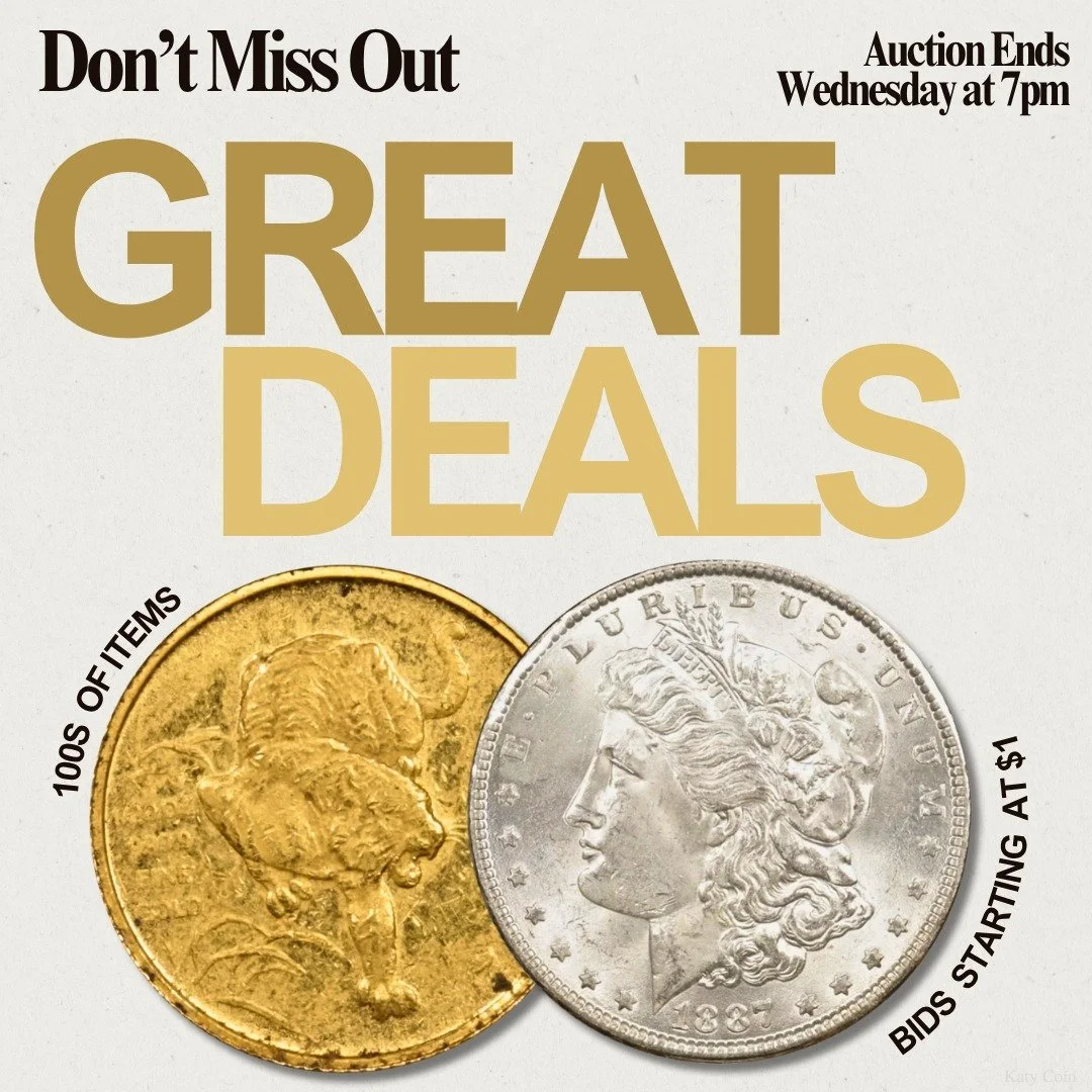 Don’t miss out on our wholesale auction ENDING TOMORROW! Find deals on gold, silver, and an array of rare coinage! Bid Now on HiBid!
#Silver #Auction #Rare