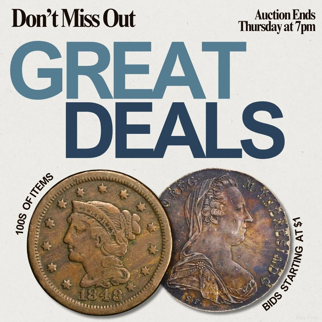 Don’t miss out on our wholesale estate auction ENDING TOMORROW! Find deals on gold, silver, and an array of rare coinage! Bid Now on HiBid!
#Auction #EstateSale #deals