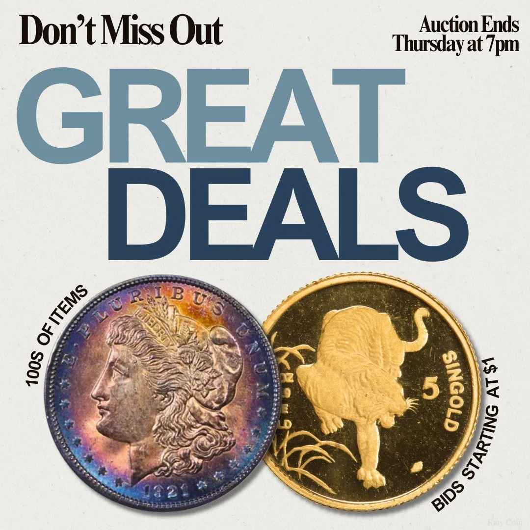 Don’t miss out on our wholesale estate auction ENDING TOMORROW! Find deals on gold, silver, and an array of rare coinage! Bid Now on HiBid!
#Auction #EstateSale #deals