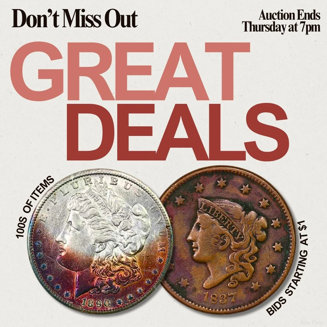 Don’t miss out on our wholesale estate auction ENDING TOMORROW! Find deals on gold, silver, and an array of rare coinage! Bid Now!
#Auction #EstateSale #deals