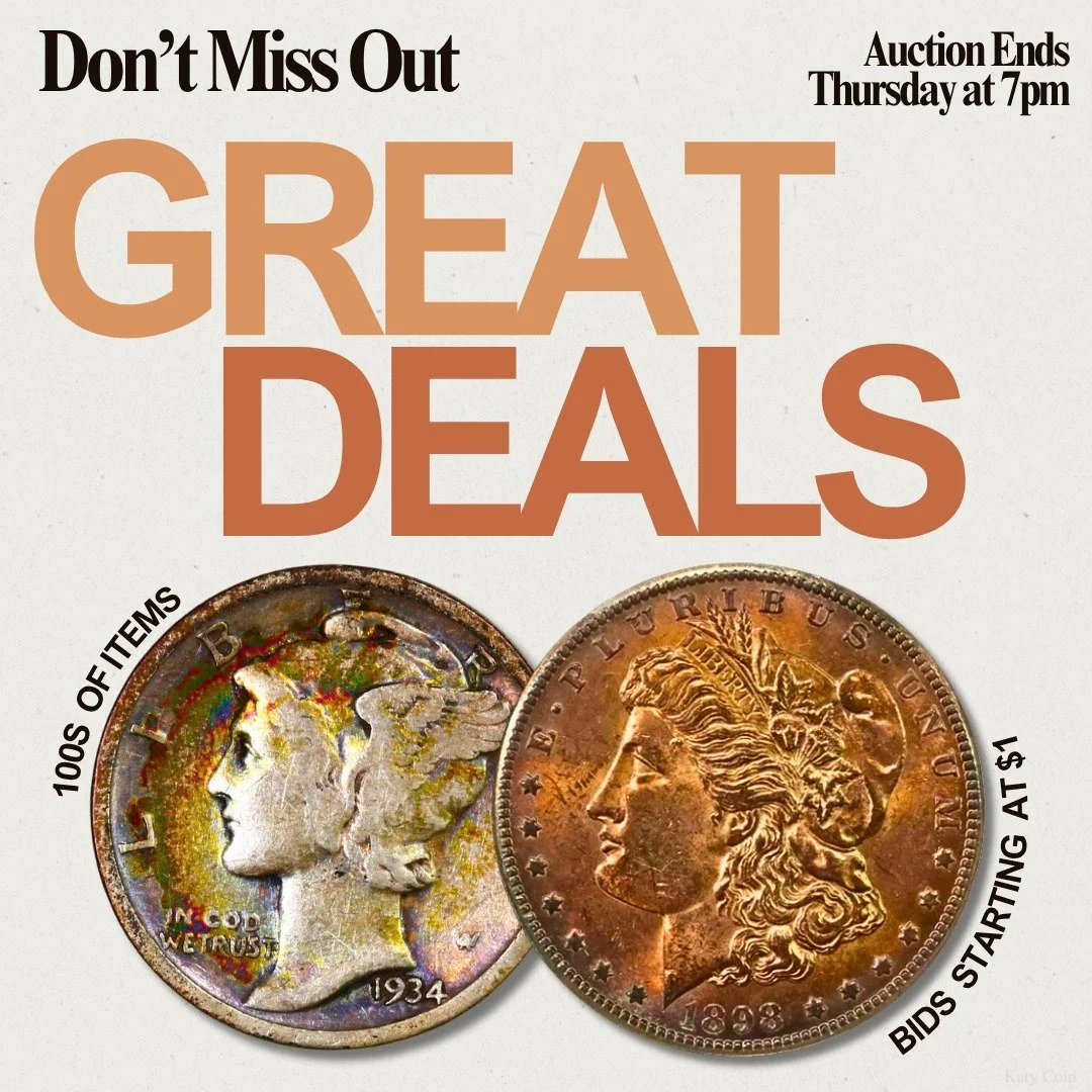 Don&rsquo;t miss out on our wholesale estate auction ENDING TOMORROW! Find deals on gold, silver, and an array of rare coinage! Bid Now! 
#Auction #EstateSale #deals