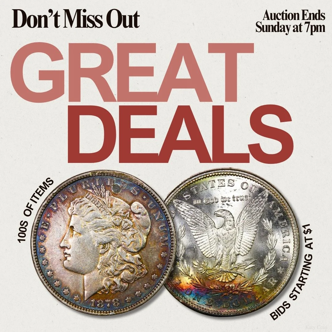 Don&rsquo;t miss out on our wholesale estate auction ENDING TOMORROW! Find deals on gold, silver, and an array of rare coinage! Bid Now!
#Auction #EstateSale #deals