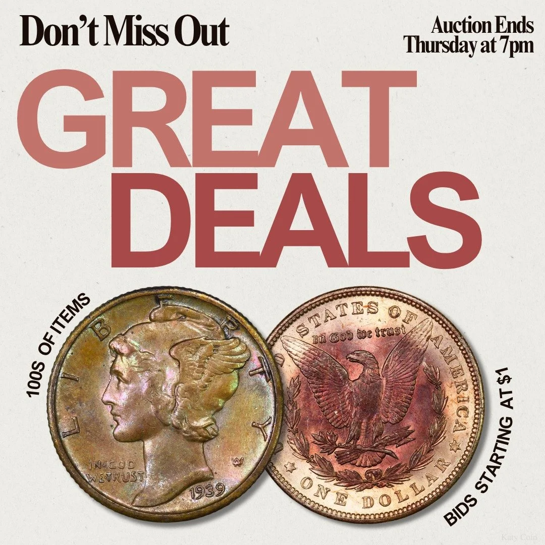 Don&rsquo;t miss out on our wholesale estate auction ENDING TOMORROW! Find deals on gold, silver, and an array of rare coinage! Bid Now!
#Auction #EstateSale #deals