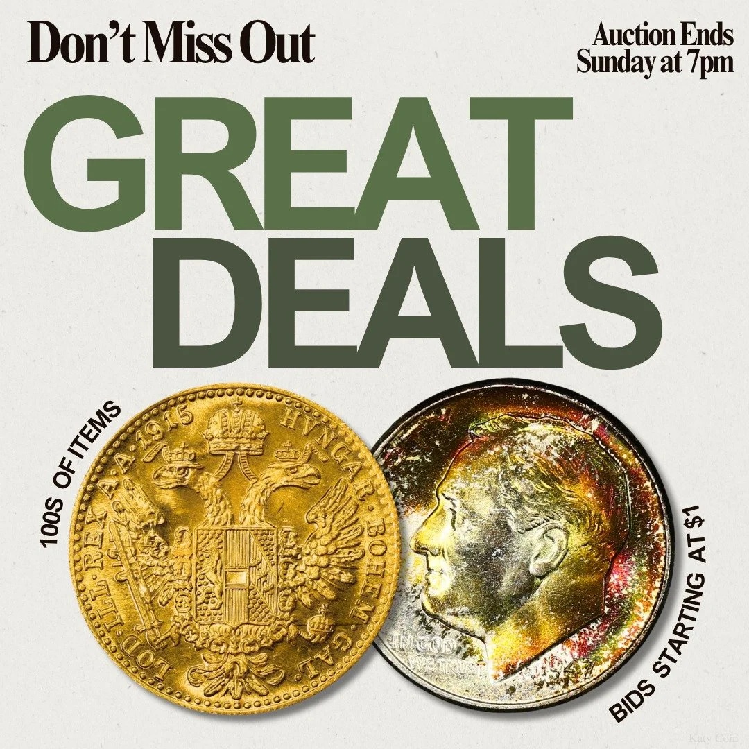 Don&rsquo;t miss out on our wholesale estate auction ENDING TOMORROW! Find deals on gold, silver, and an array of rare coinage! Bid Now!
#Auction #EstateSale #deals