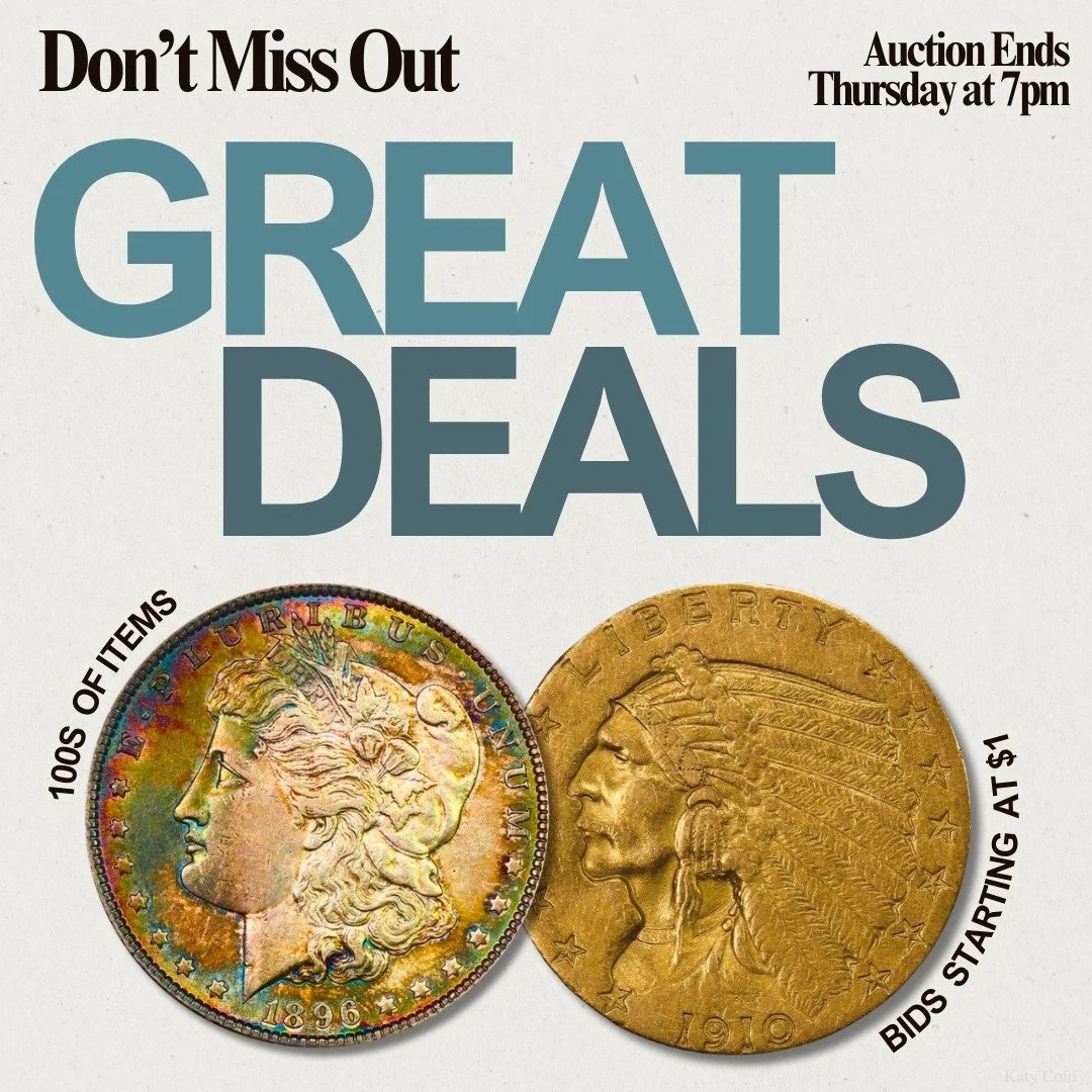 Don&rsquo;t miss out on our wholesale estate auction ending tomorrow! Find deals on gold, silver, and an array of rare coinage! Bid Now! 
#Auction #EstateSale #deals