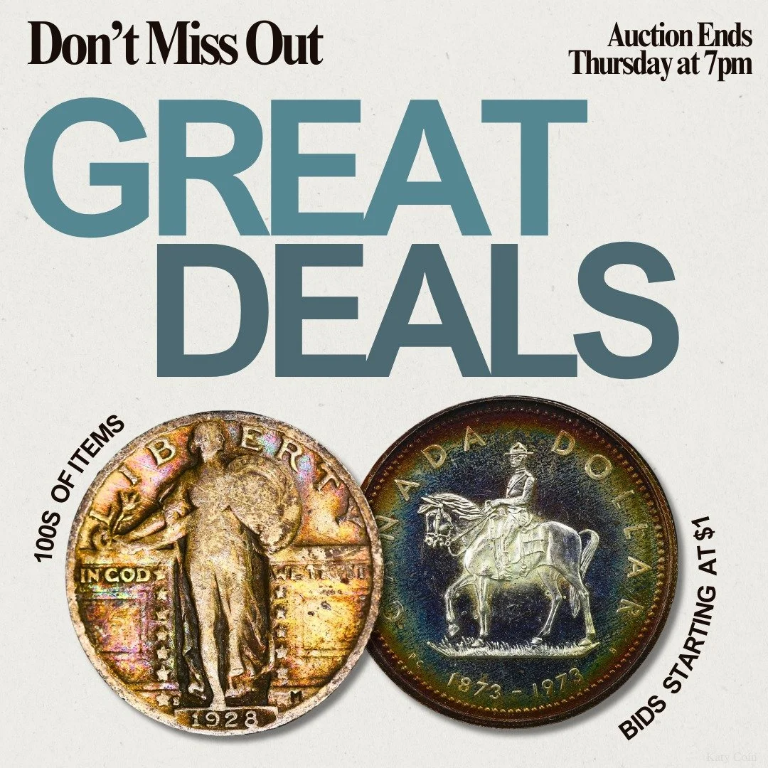 Don&rsquo;t miss out on our wholesale estate auction ending tomorrow! Find deals on gold, silver, and an array of rare coinage! Bid Now! 
#Auction #EstateSale #deals