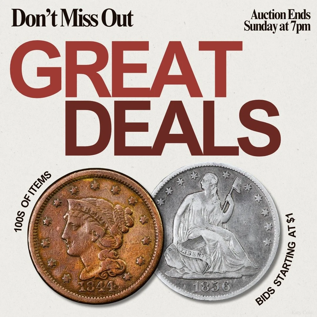 Don&rsquo;t miss out on our wholesale estate auction ending tomorrow! Find deals on gold, silver, and an array of rare coinage! Bid Now!
#Auction #EstateSale #deals