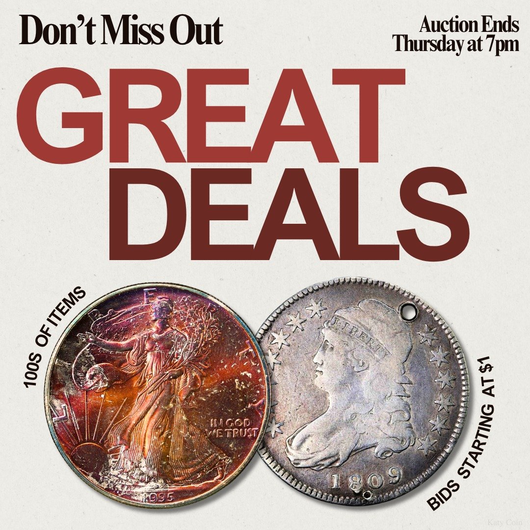 Don&rsquo;t miss out on our wholesale estate auction ending tomorrow! Find deals on gold, silver, and an array of rare coinage! Bid Now!
#Auction #EstateSale #deals
