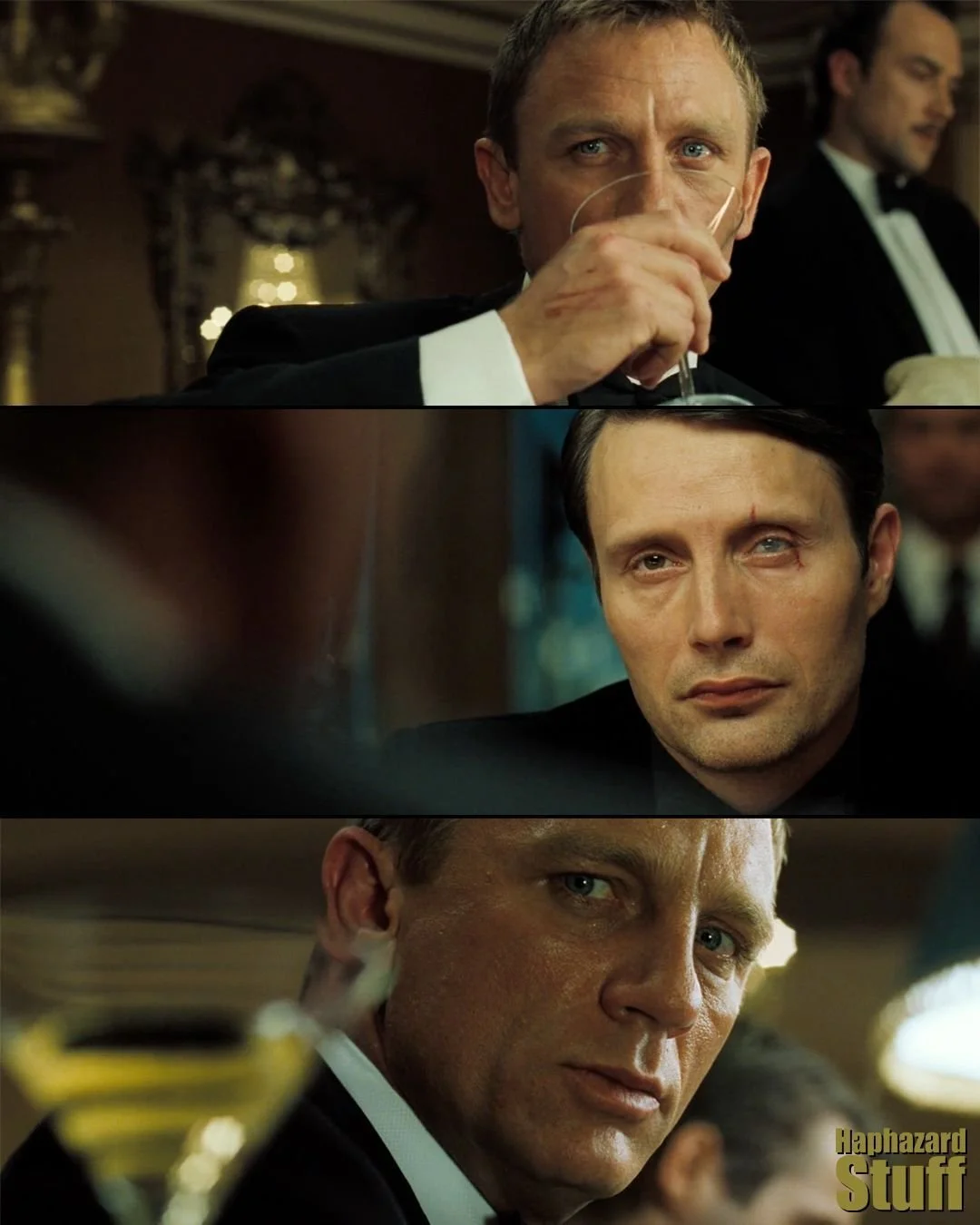 On April 19, 2006 Martin Campbell shot the scene in which Bond discovers his drink has been poisoned.

#jamesbond #casinoroyale