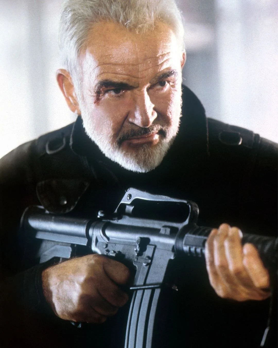 The Rock 1996.

Directed by Michael Bay, The Rock stars Sean Connery, Nicholas Cage, Alcatraz Island, explosions, action-packed shoot-outs and a host of supporting actors.

Bay told one story from the production where Connery came to his rescue. Bay 