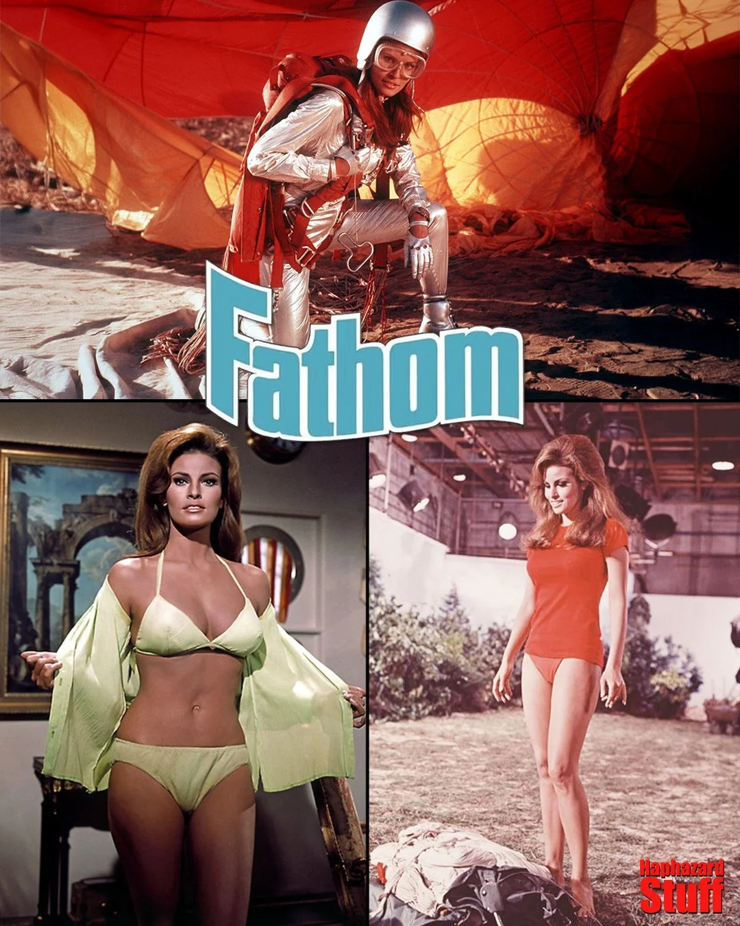 Raquel Welch is Fathom - "She's a sky-diving darling built for action!"

After becoming an international star thanks to One Million B.C., Fantastic Voyage and a whole lot of magazine covers, Welch was given her first starring vehicle in Fat