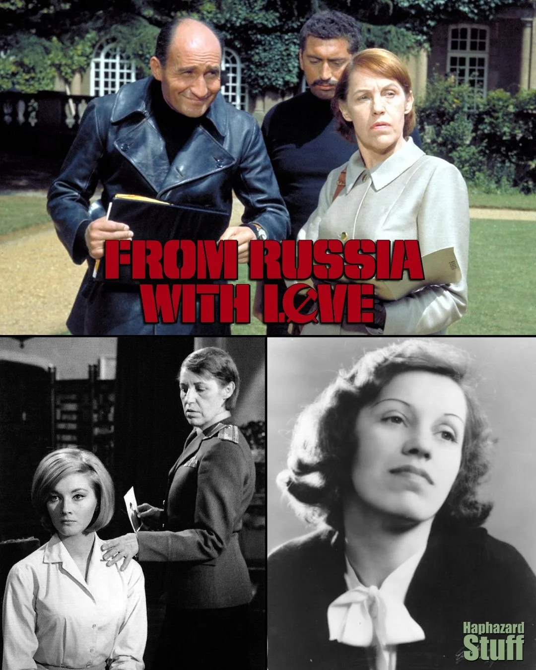 Lotte Lenya as Rosa Klebb in From Russia With Love.

Lenya was an Austrian-American actress. dancer and singer. She began acting in theater and in 1931 made her film debut in the German film adaptation of The Threepenny Opera. She and her husband Kur