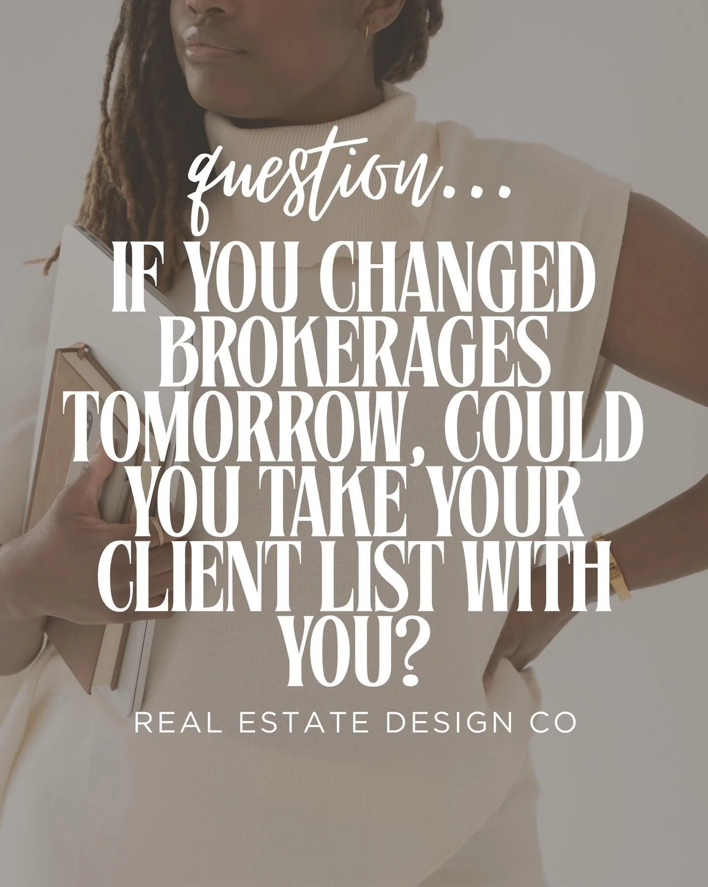 It&rsquo;s a simple question &mdash; but an important one.

Brokerages change. Teams shift.

Your database should move with you wherever your career goes. 

Our Ultimate Client List Google Sheets client tracking system gives you full control. Track t