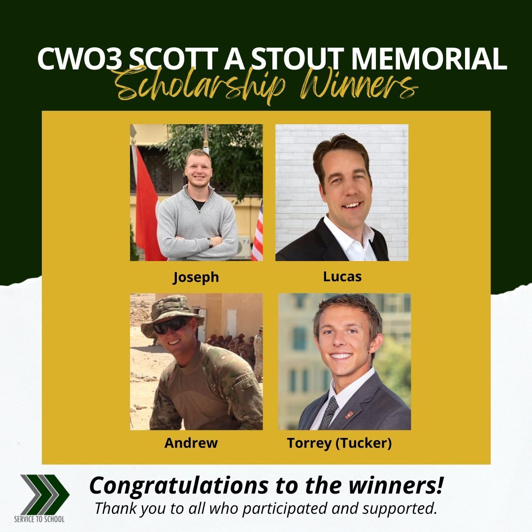 We are proud to announce this year's recipients of the CWO3 Scott A Stout Memorial Scholarship, awarded to selected student Veterans who are preparing for medical school admissions. 

Congrats to this year's deserving recipients! 
✨Joseph
✨Lucas
✨And