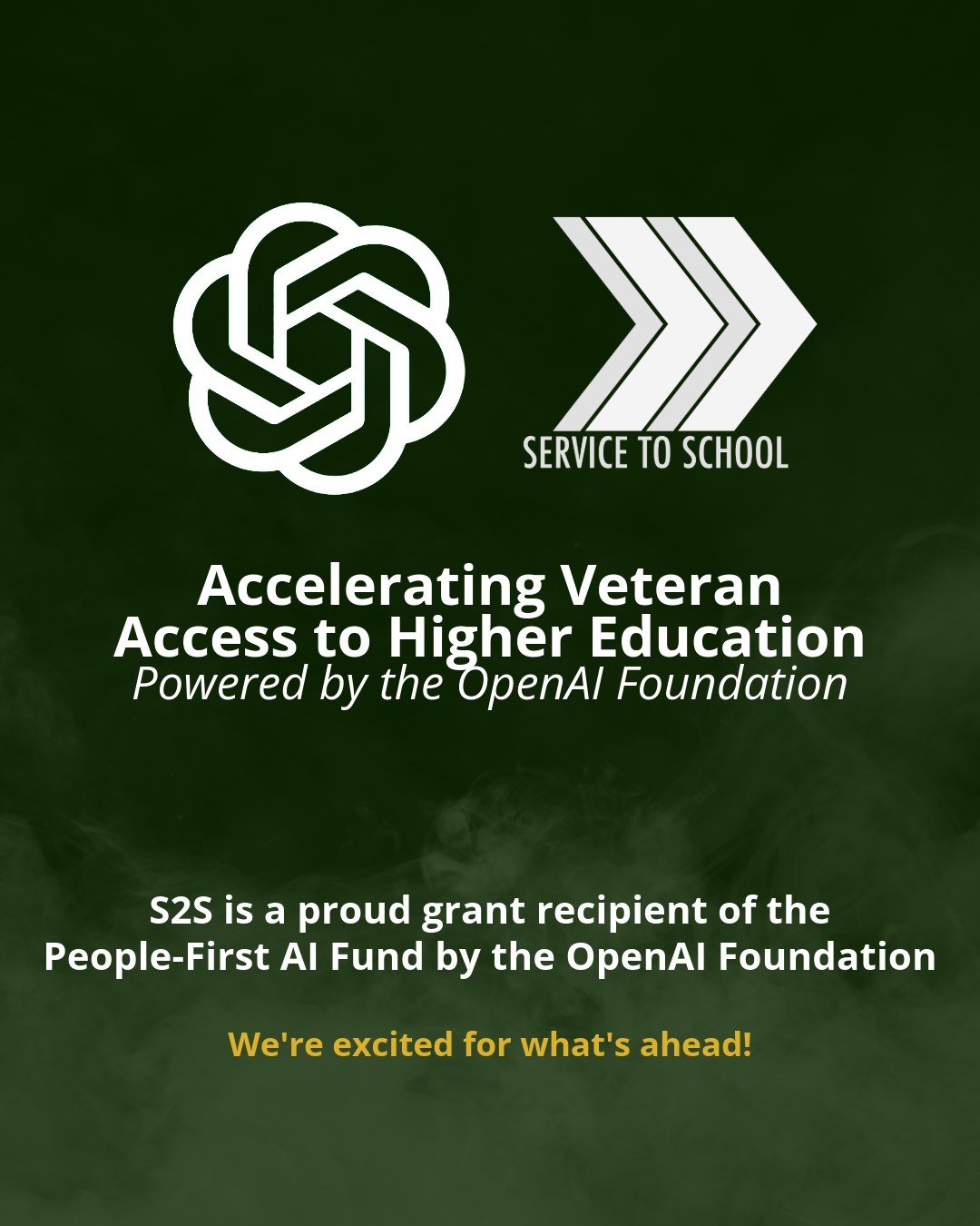 We&rsquo;re honored to be named a People-First AI Fund recipient by the @OpenAI Foundation. This support accelerates our work to open doors to higher education for active-duty service members and veterans and to expand equitable pathways into and thr