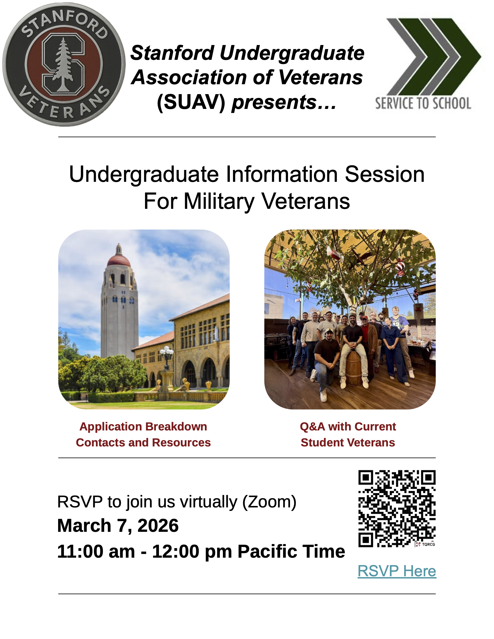 Stanford Undergraduate Application Information Session for Military Veterans