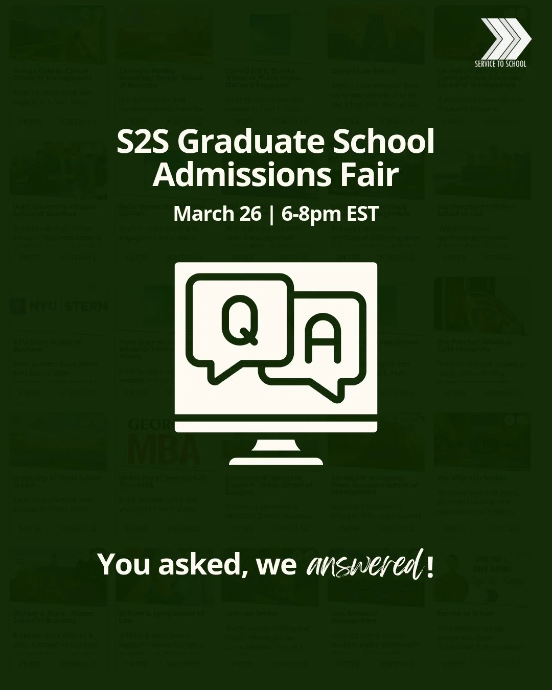 Not sure if the Virtual Grad School Admissions Fair is right for you? It is. 👊 Whether you're ready to apply or just starting to explore, this free event was built for veterans and service members like you. See our FAQ and save your spot. ⁠
⁠
March 