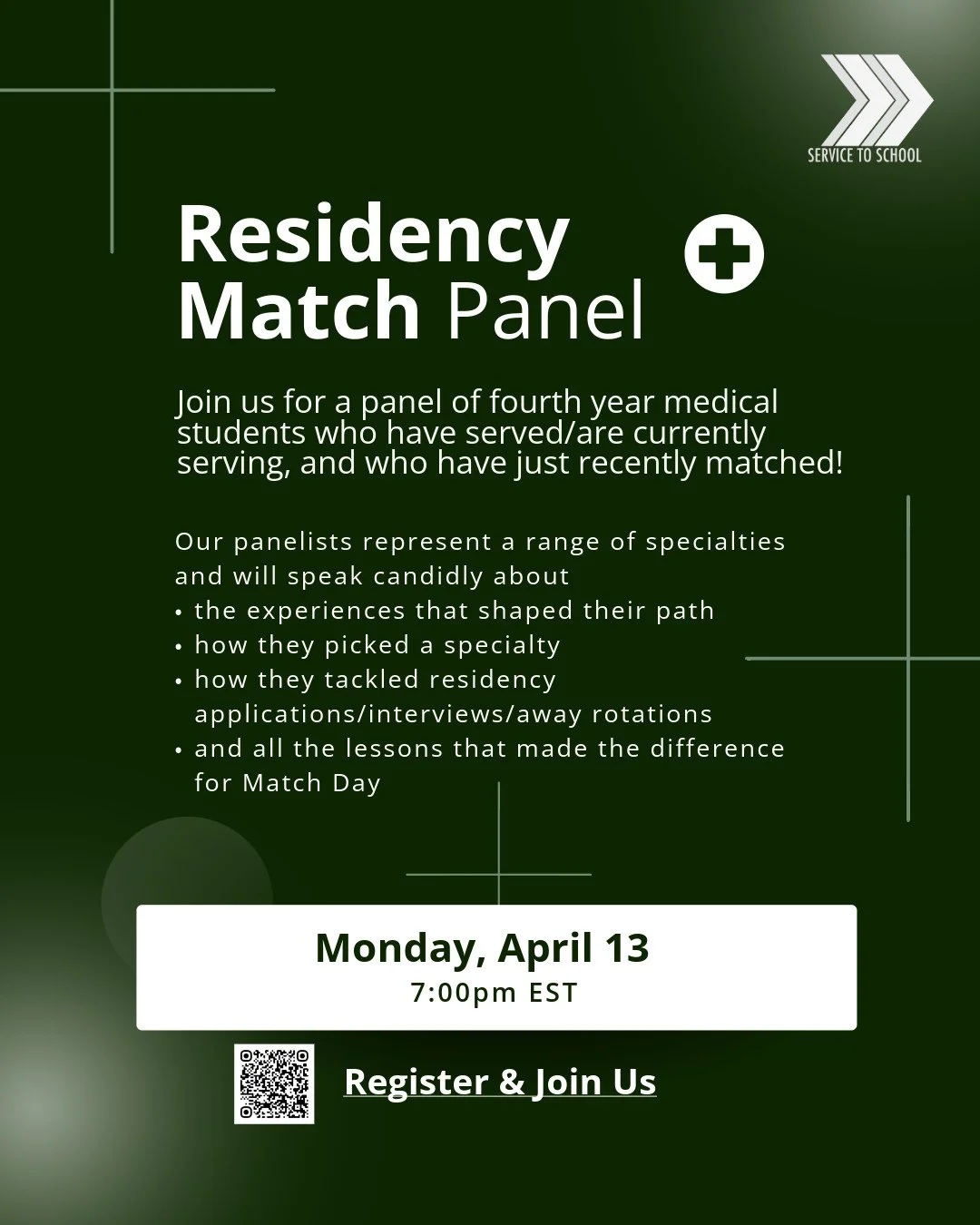 Calling all prospective veteran med students 🔔 Please join us for a panel of fourth year medical students who have served/are currently serving, and who have just recently matched! ⁠
⁠
Our panelists are veterans and active duty service members who f