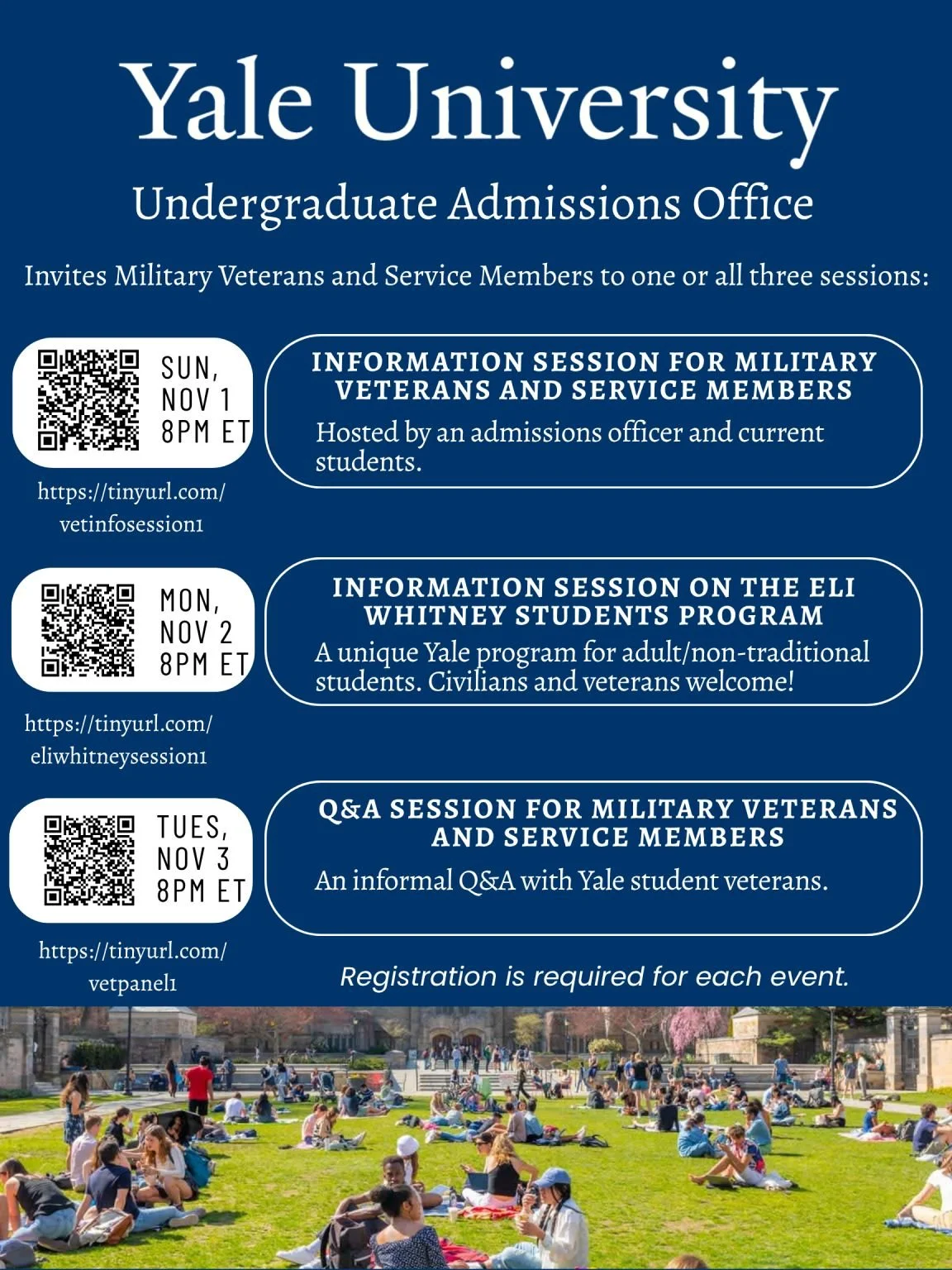 Yale Admissions Virtual Session for Veterans and Service Members