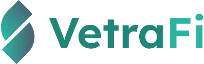 VetraFi logo with stylized leaf design and company name in teal and black font