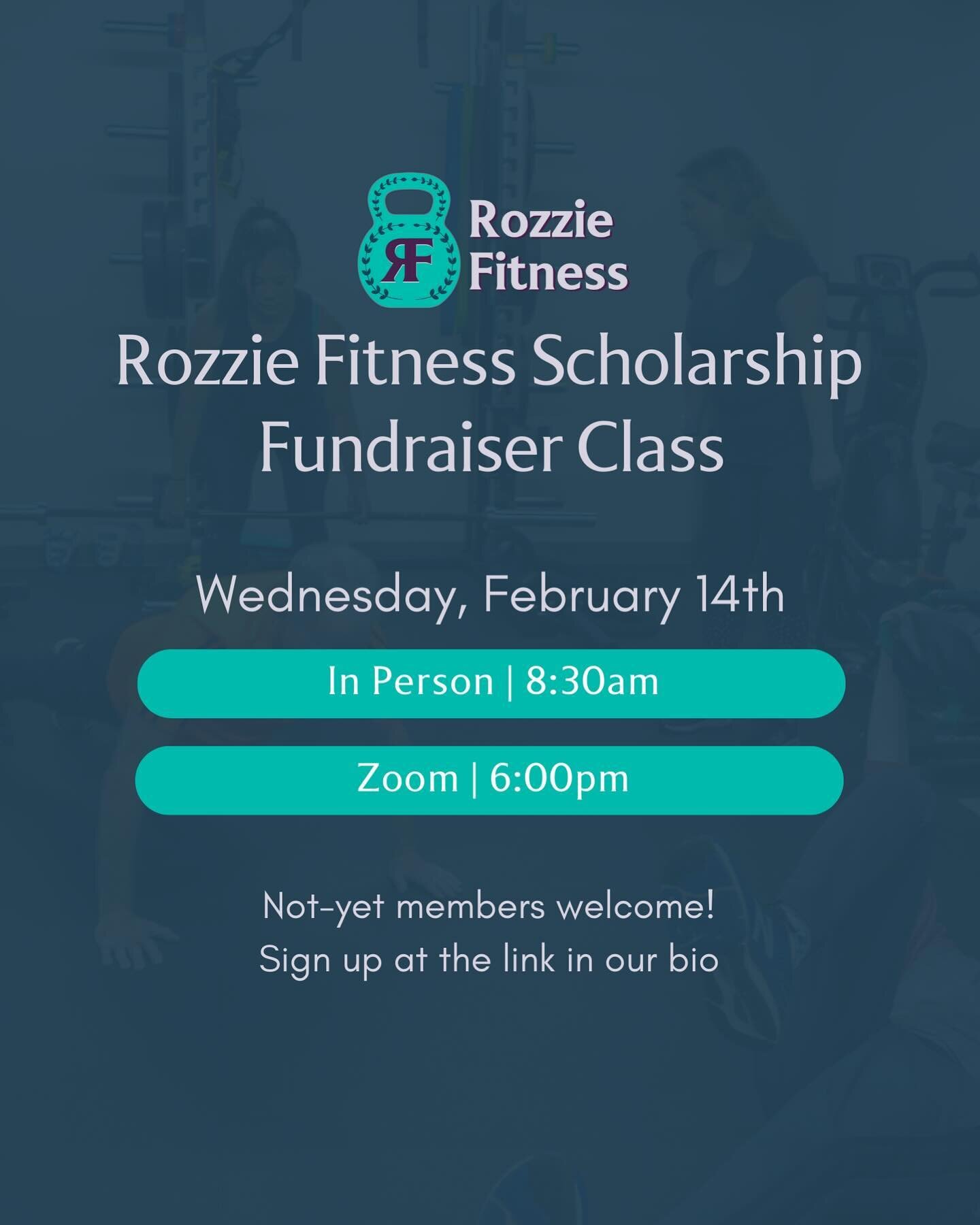 All proceeds from these classes will go to the Rozzie Fitness scholarship, to subsidize memberships for people who wouldn&rsquo;t otherwise be able to afford our memberships.

Members, you can use your membership towards this class and if you&rsquo;d