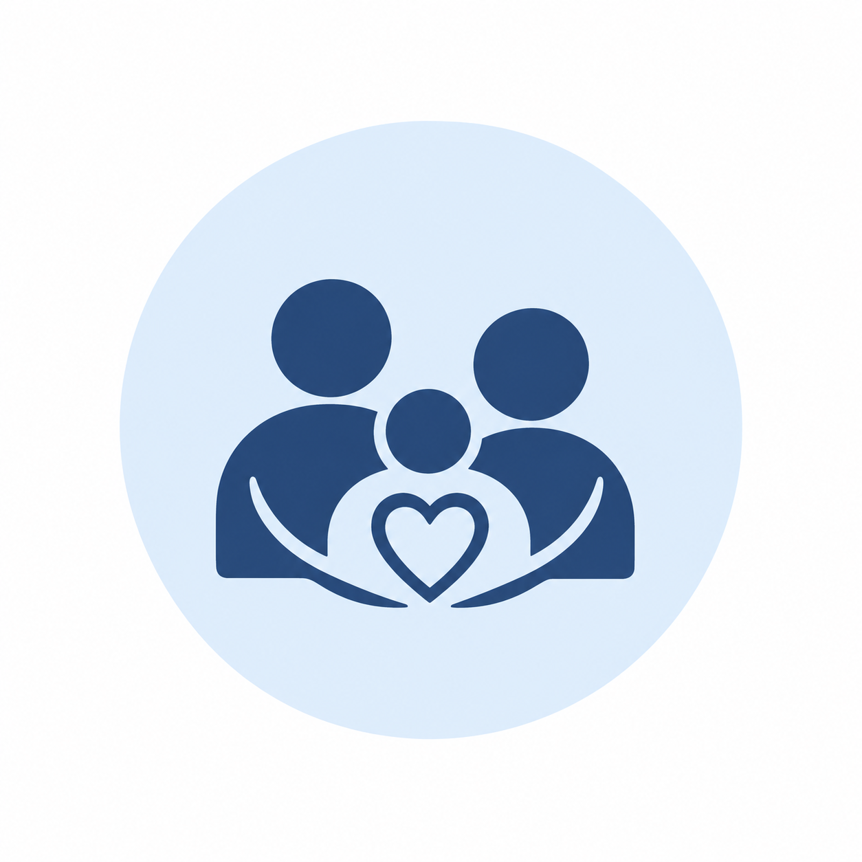 Family and heart icon representing support for patients and loved ones