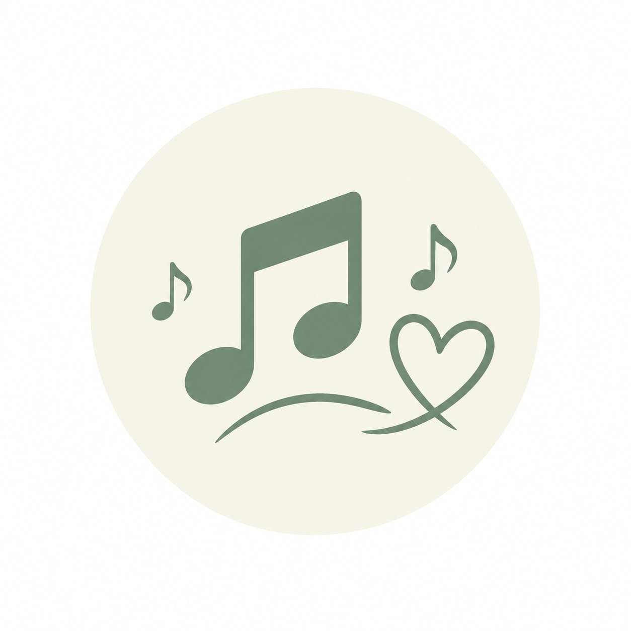 Music notes and heart icon representing personalized music support