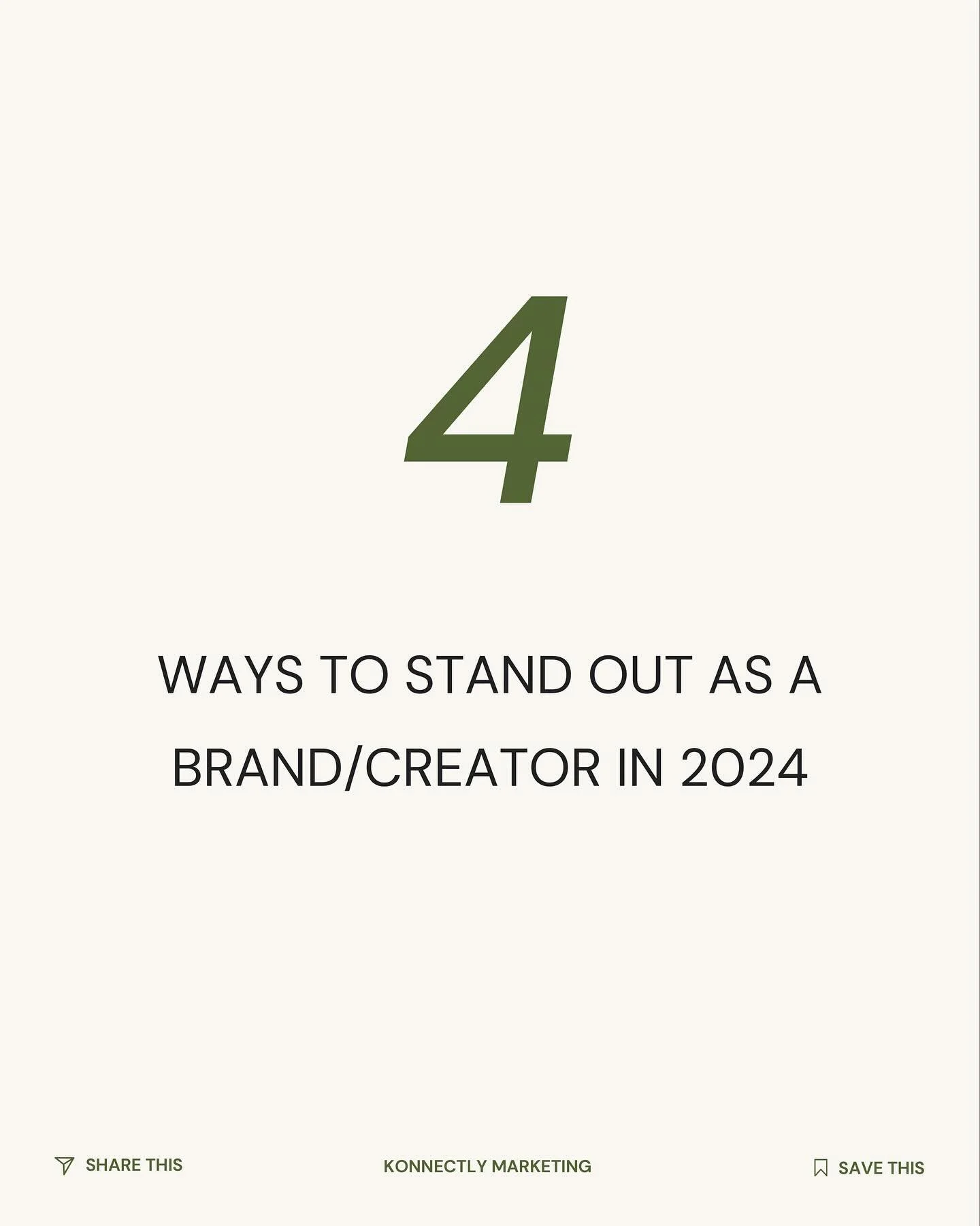 Stand out in 2024 as a brand/creator with these 4 strategies: 

- stay true to yourself by sharing your opinions
- start a signature series
- build a private community 
- ensure your brand is easily recognizable