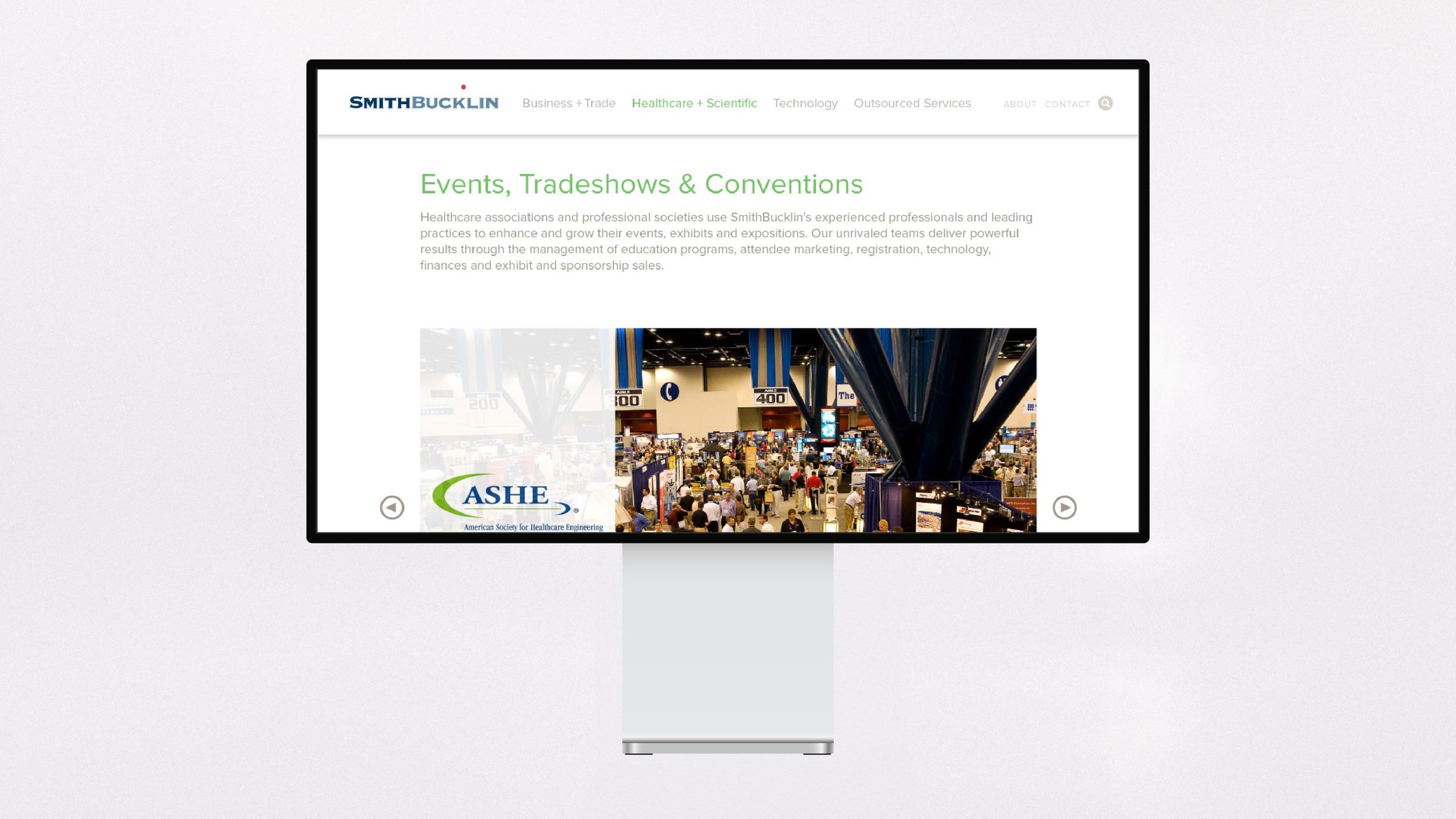 Every business area page presents a wealth of current information, ranging from events and trade shows to articles crafted by the company's thought leaders.