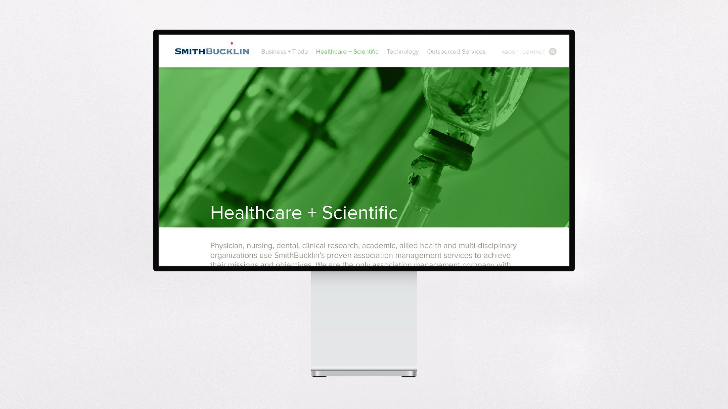Larger, stunning color-coded visuals seamlessly connect with both the homepage and navigation for each business area.