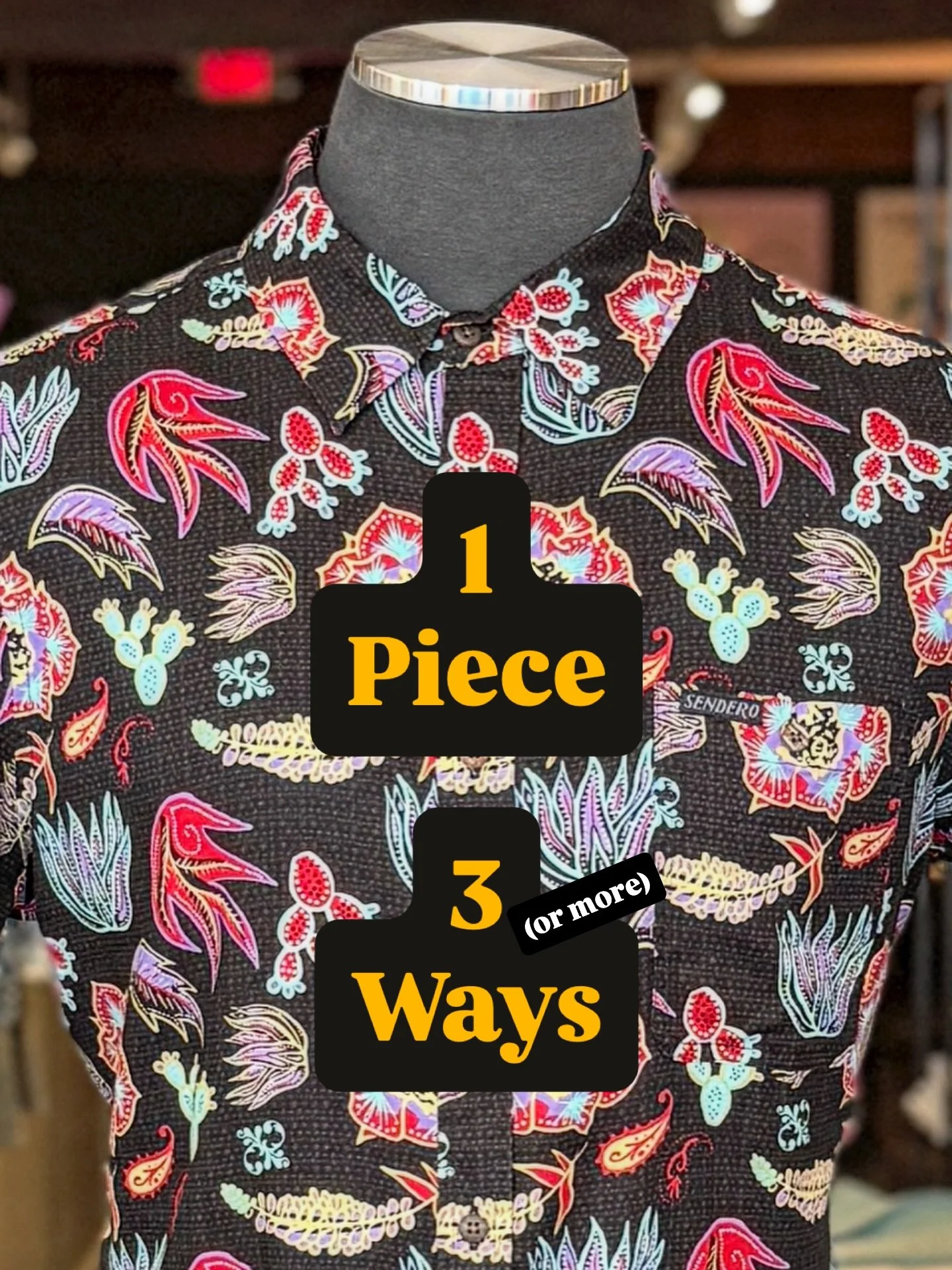 🤠 1 piece. 3 ways.

A @senderopc western shirt that goes from shorts + a tank ☀️ to tucked-in denim 👖 to a double-breasted summer suit with loafers. 🤵&zwj;♂️

Dress it down. Dress it up. Make it yours.

📍Available at Stuff for Him.

#WesternStyle